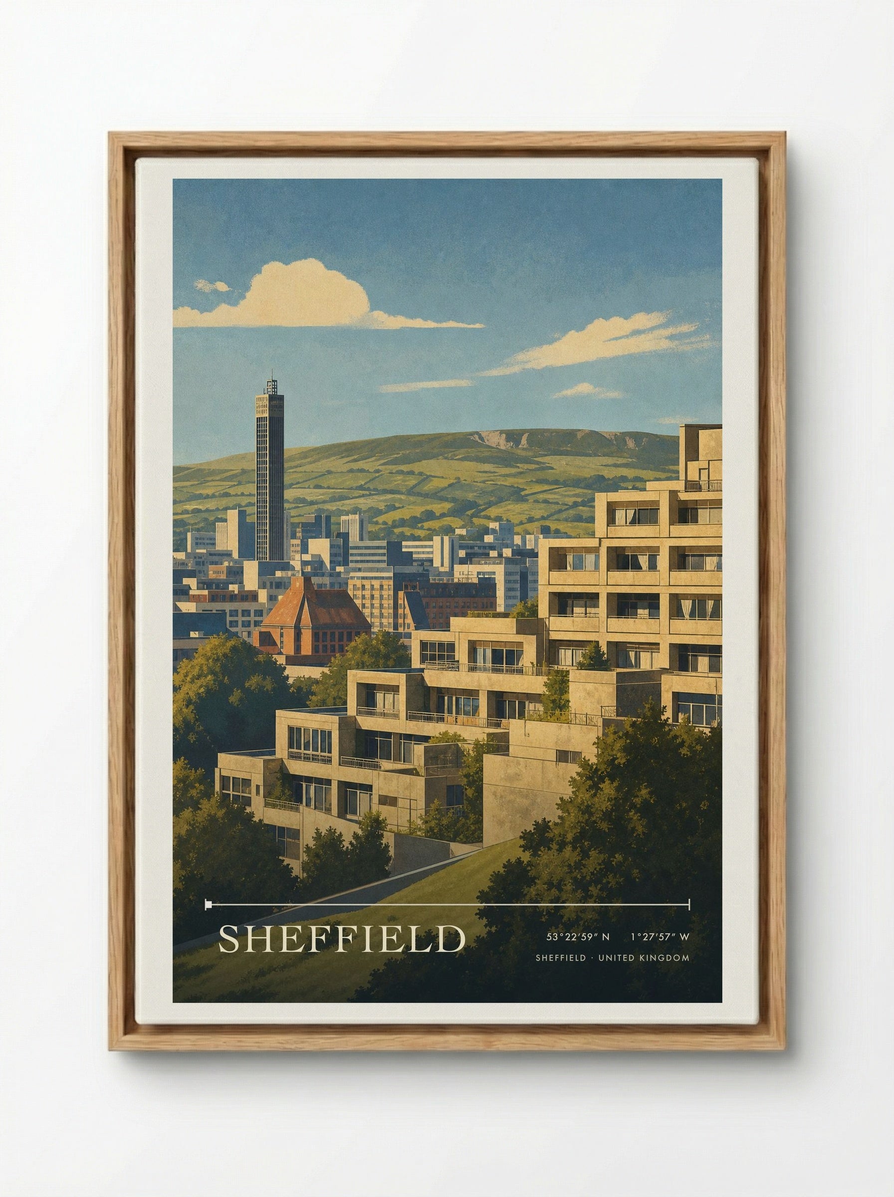Sheffield United Kingdom Travel Poster - Framed Canvas Wood