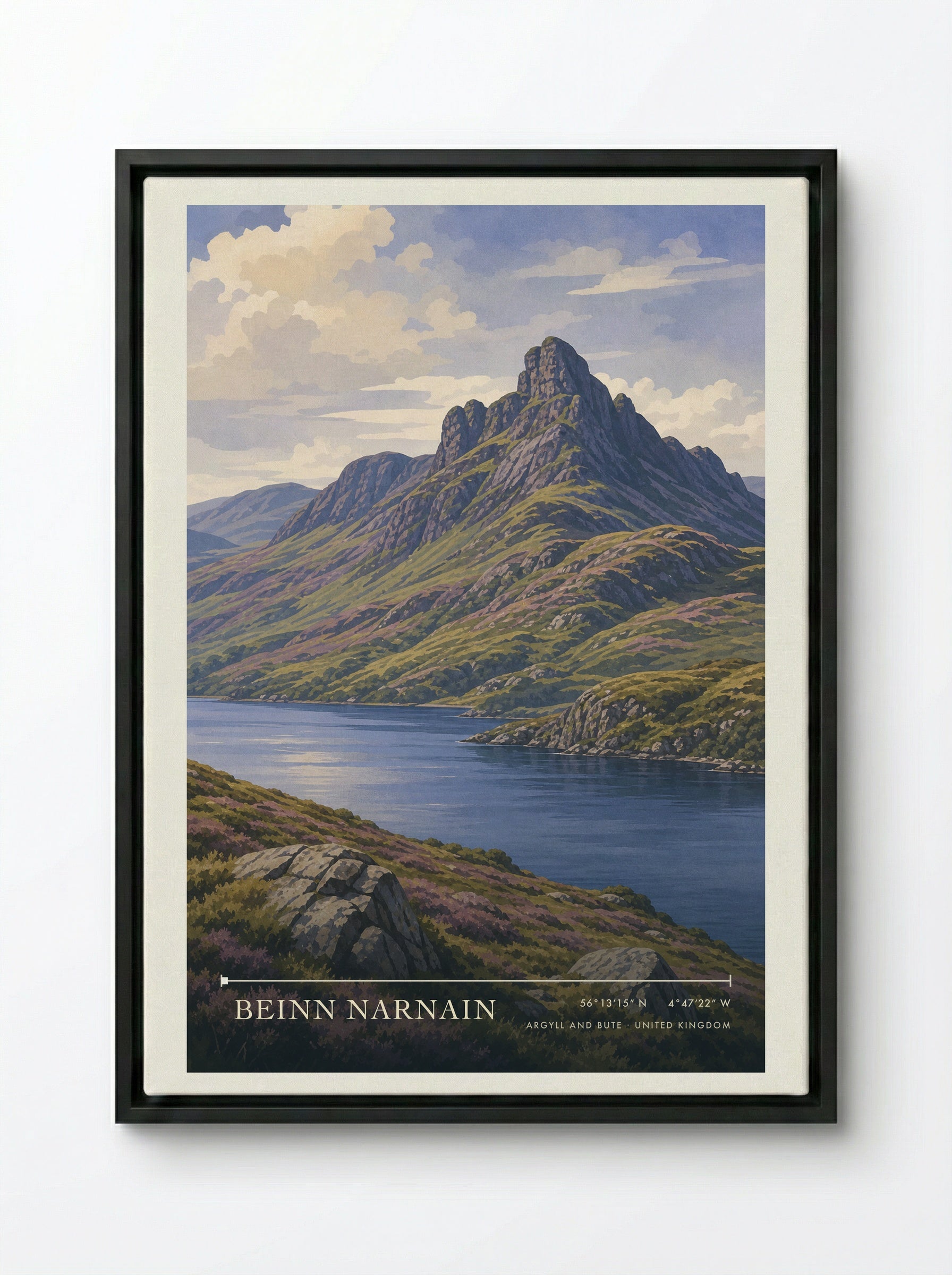 Beinn Narnain Argyll and Bute United Kingdom Travel Poster - Framed Canvas Black