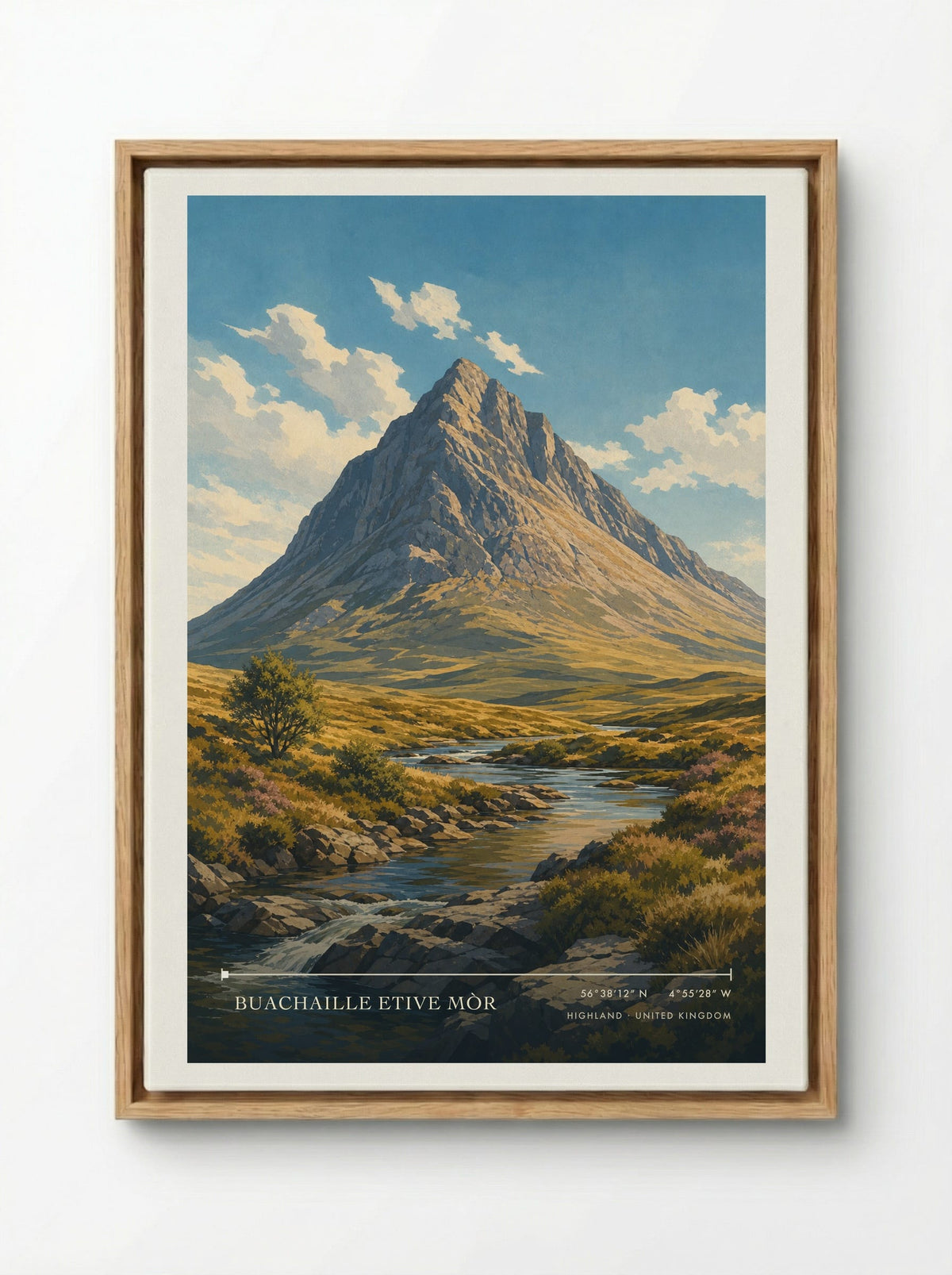 Buachaille Etive Mòr Highland United Kingdom Travel Poster - Framed Canvas Wood