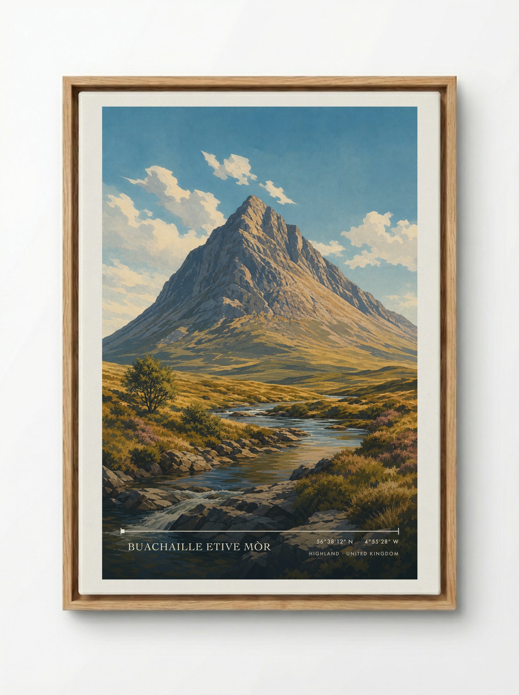 Buachaille Etive Mòr Highland United Kingdom Travel Poster - Framed Canvas Wood