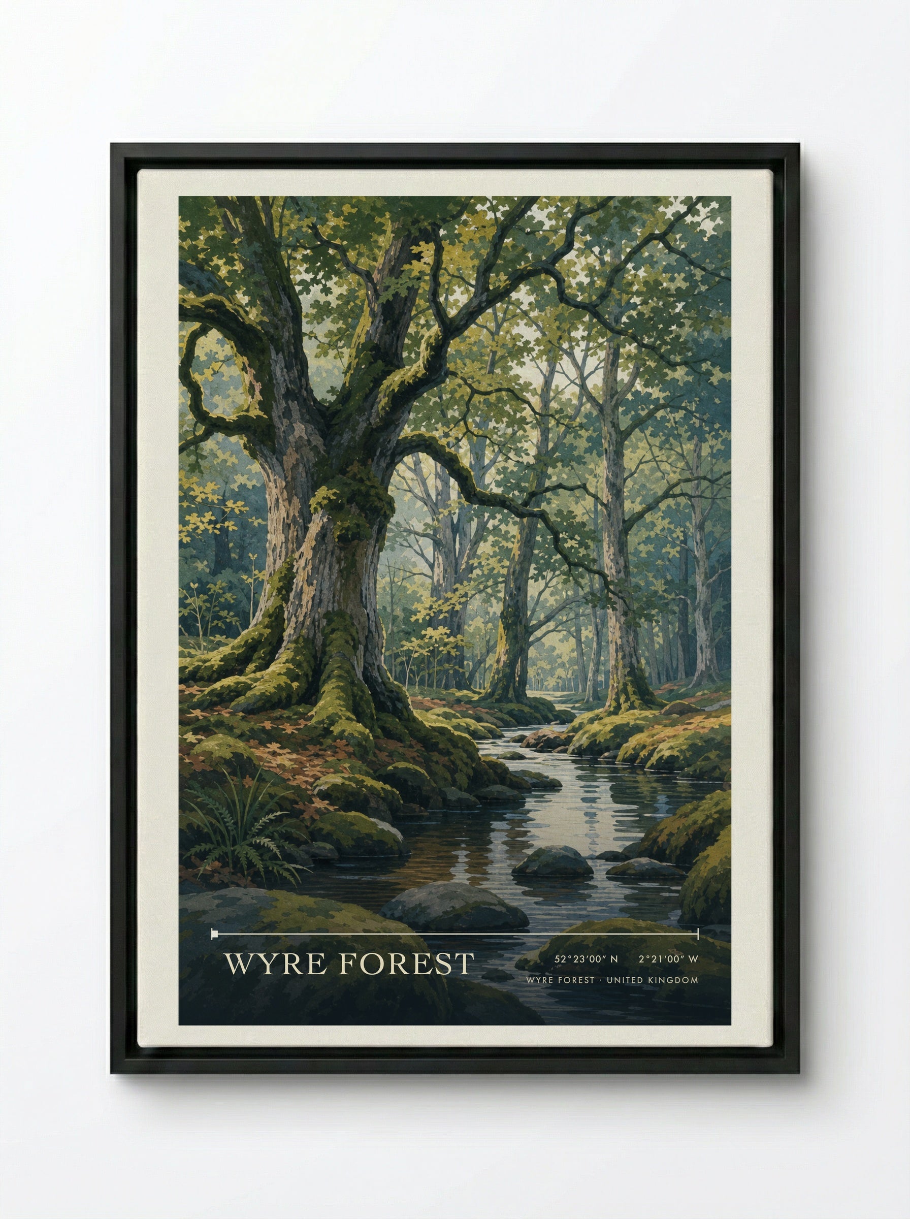 Wyre Forest United Kingdom Travel Poster - Framed Canvas Black