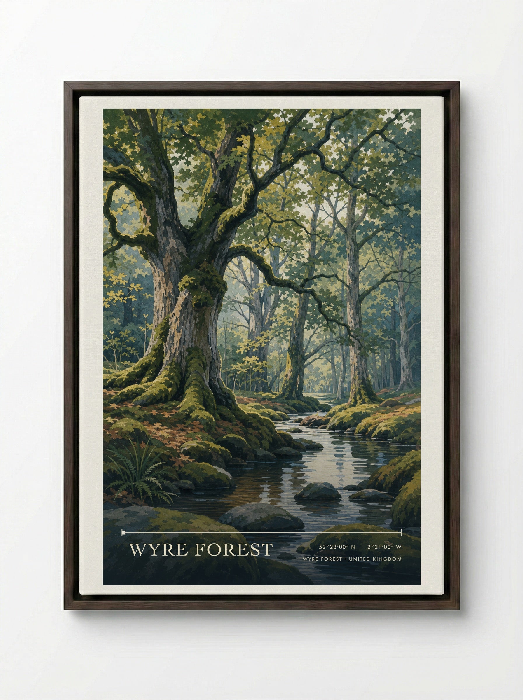 Wyre Forest United Kingdom Travel Poster - Framed Canvas Dark Wood