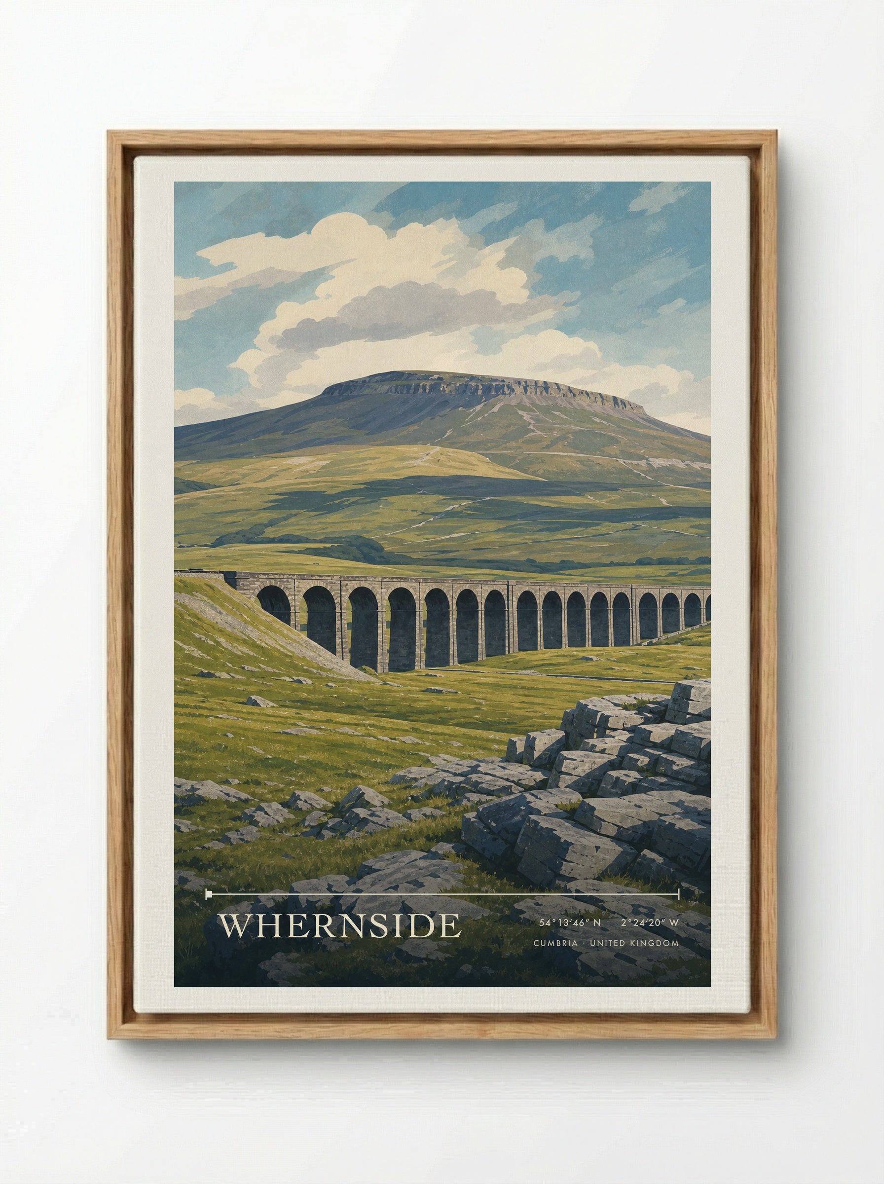 Whernside Cumbria United Kingdom Travel Poster - Framed Canvas Wood