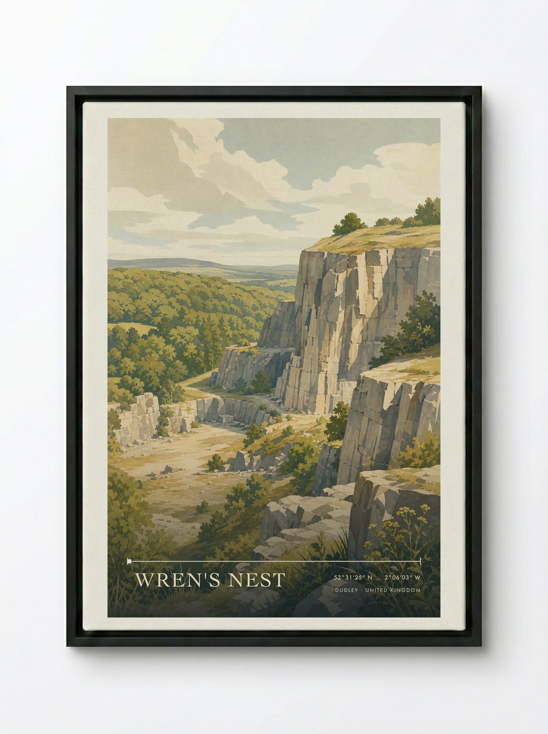 Wren's Nest Dudley United Kingdom Travel Poster - Framed Canvas Black