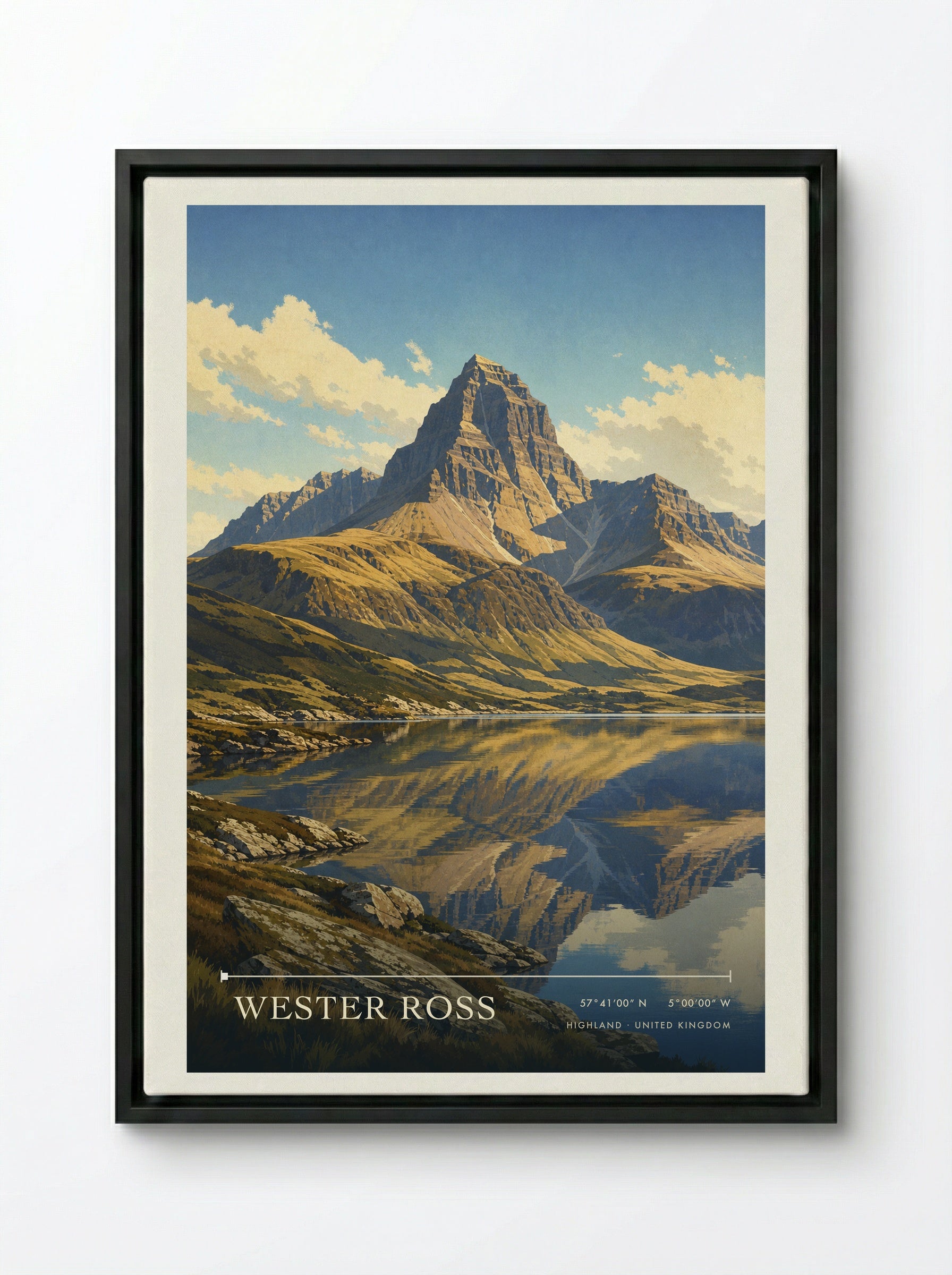 Wester Ross Highland United Kingdom Travel Poster - Framed Canvas Black