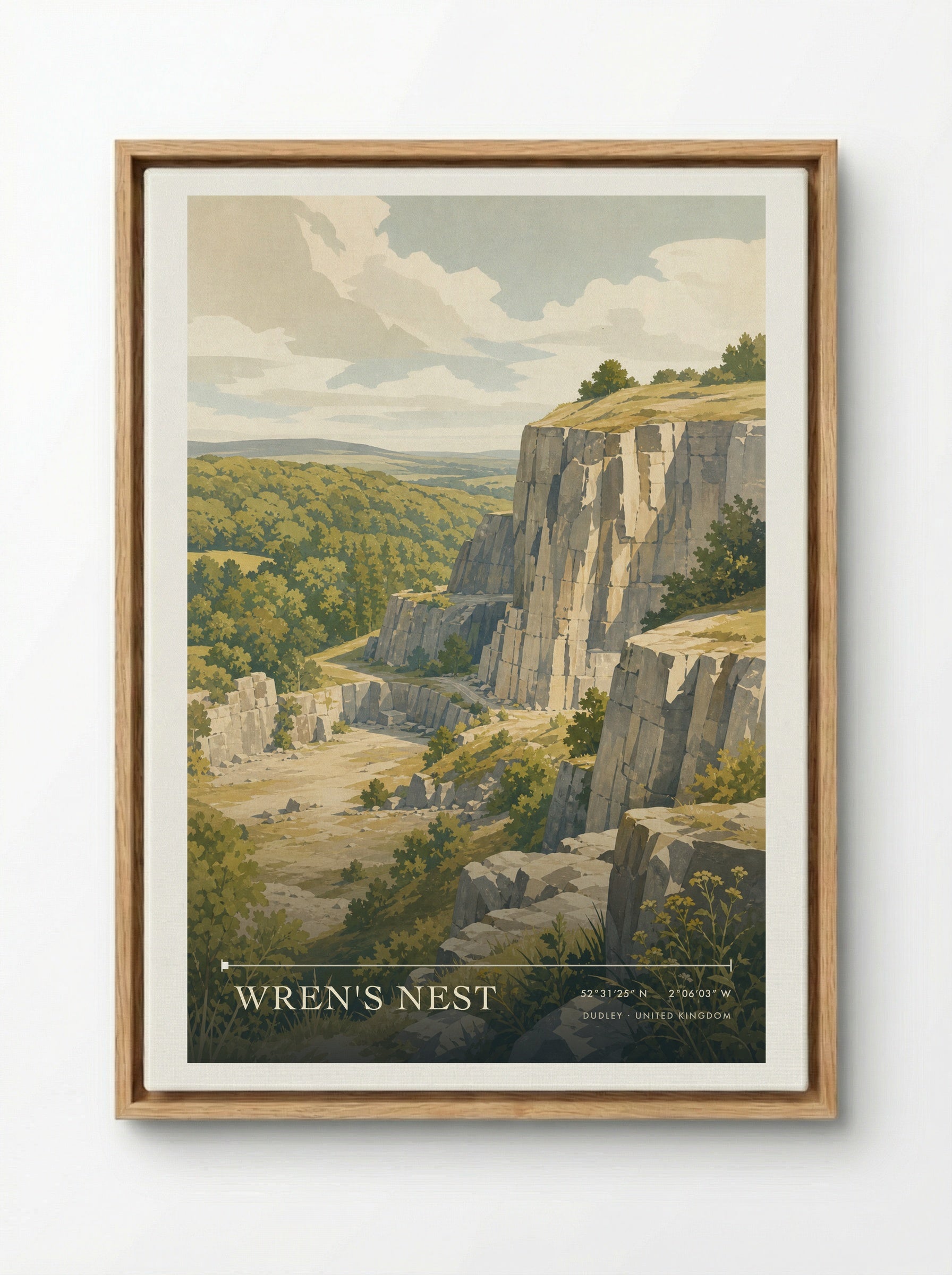 Wren's Nest Dudley United Kingdom Travel Poster - Framed Canvas Wood
