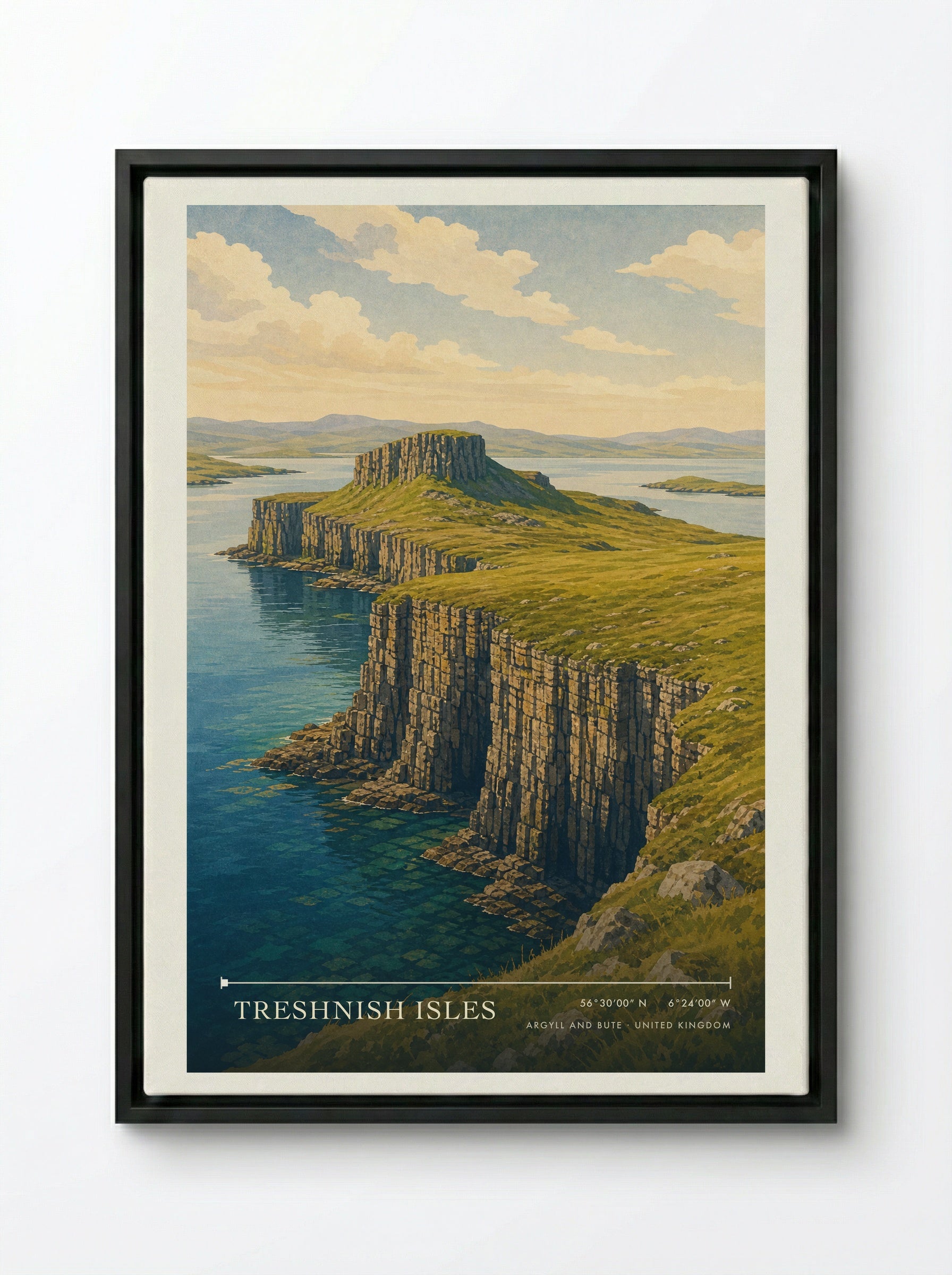 Treshnish Isles Argyll and Bute United Kingdom Travel Poster - Framed Canvas Black