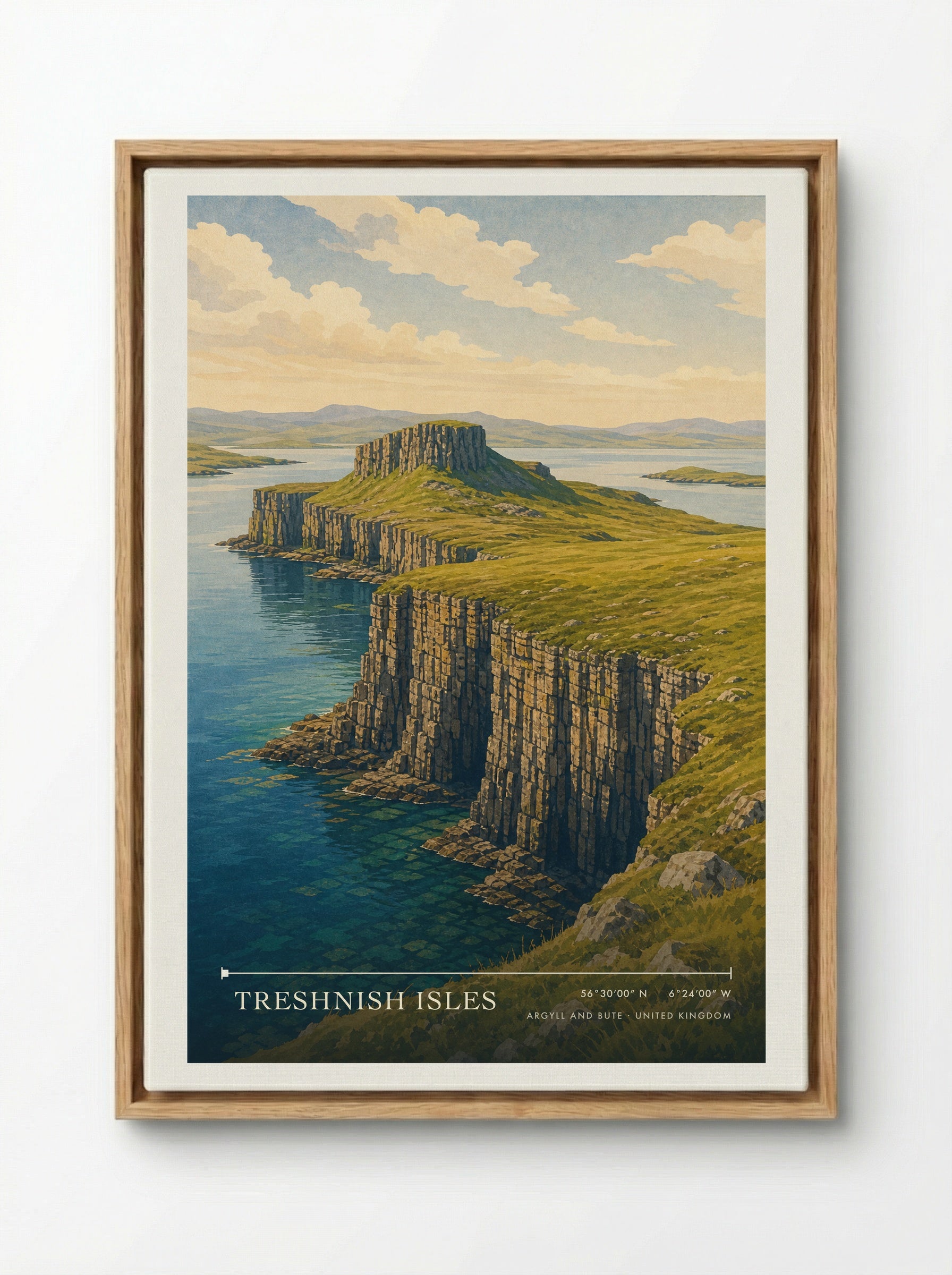 Treshnish Isles Argyll and Bute United Kingdom Travel Poster - Framed Canvas Wood