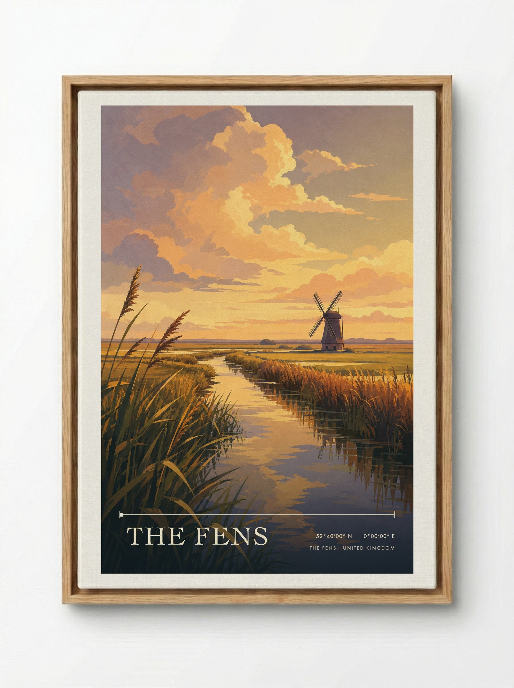 The Fens United Kingdom Travel Poster - Framed Canvas Wood