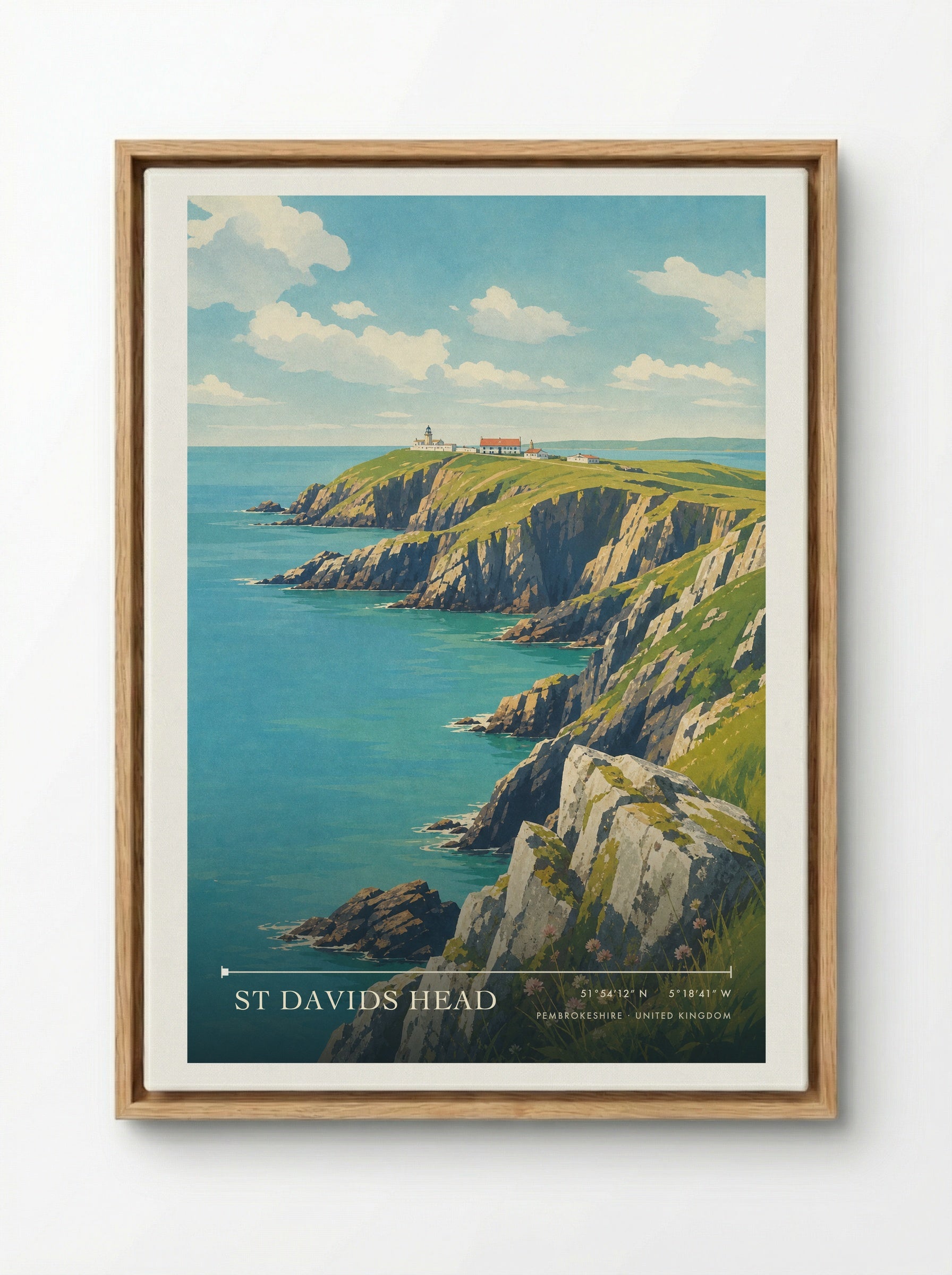 St Davids Head Pembrokeshire United Kingdom Travel Poster - Framed Canvas Wood