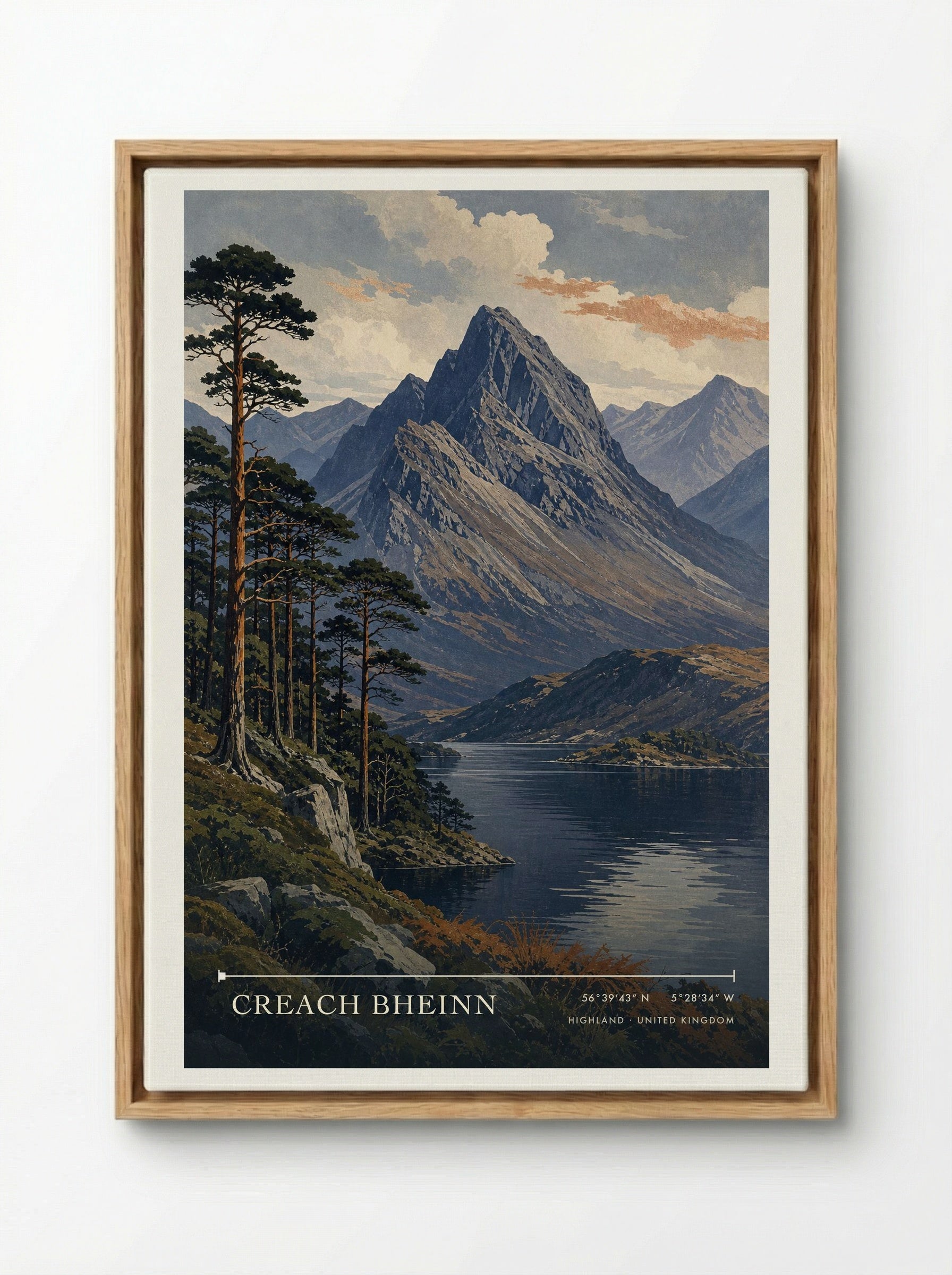 Creach Bheinn Highland United Kingdom Travel Poster - Framed Canvas Wood