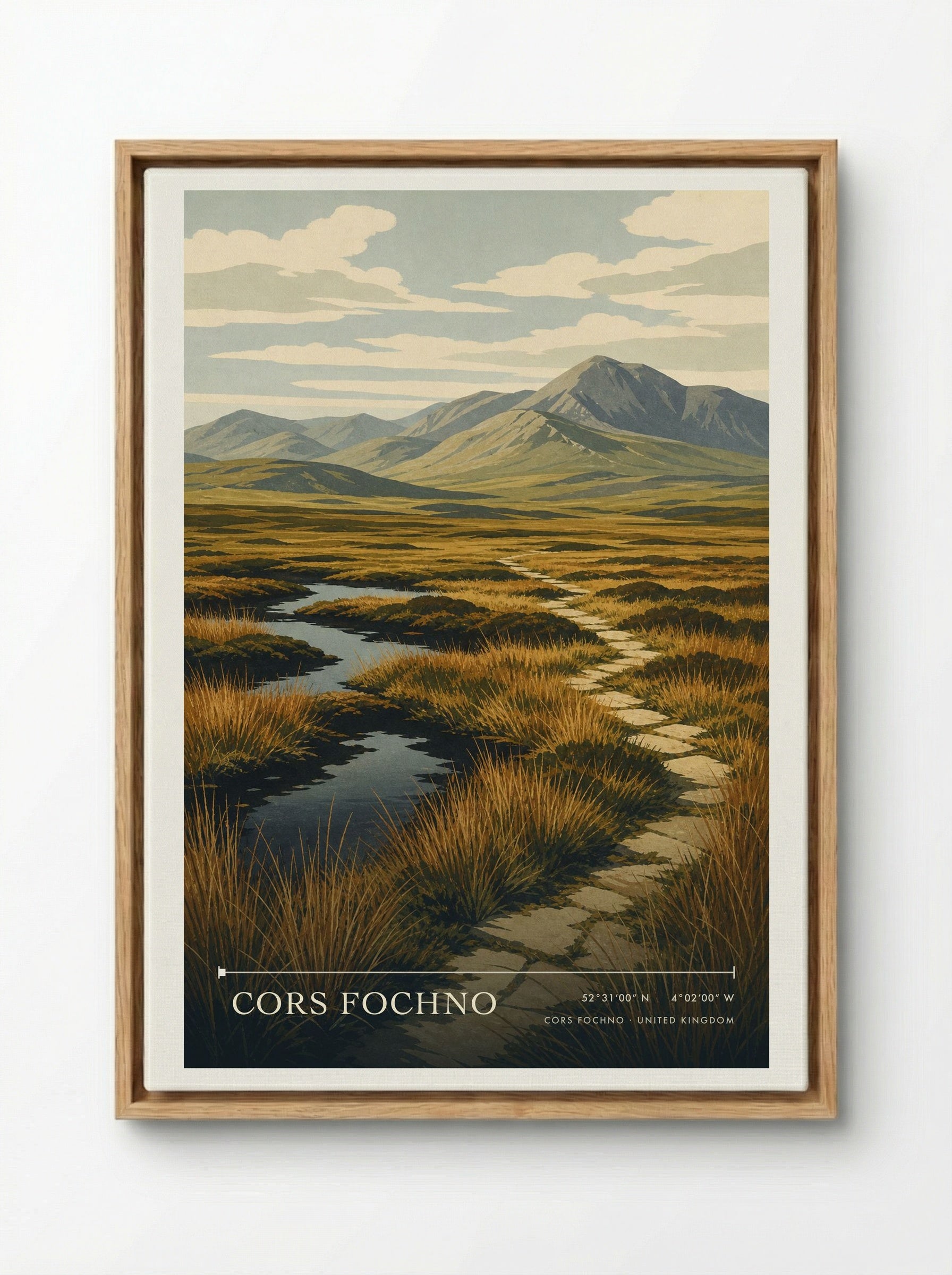 Cors Fochno United Kingdom Travel Poster - Framed Canvas Wood