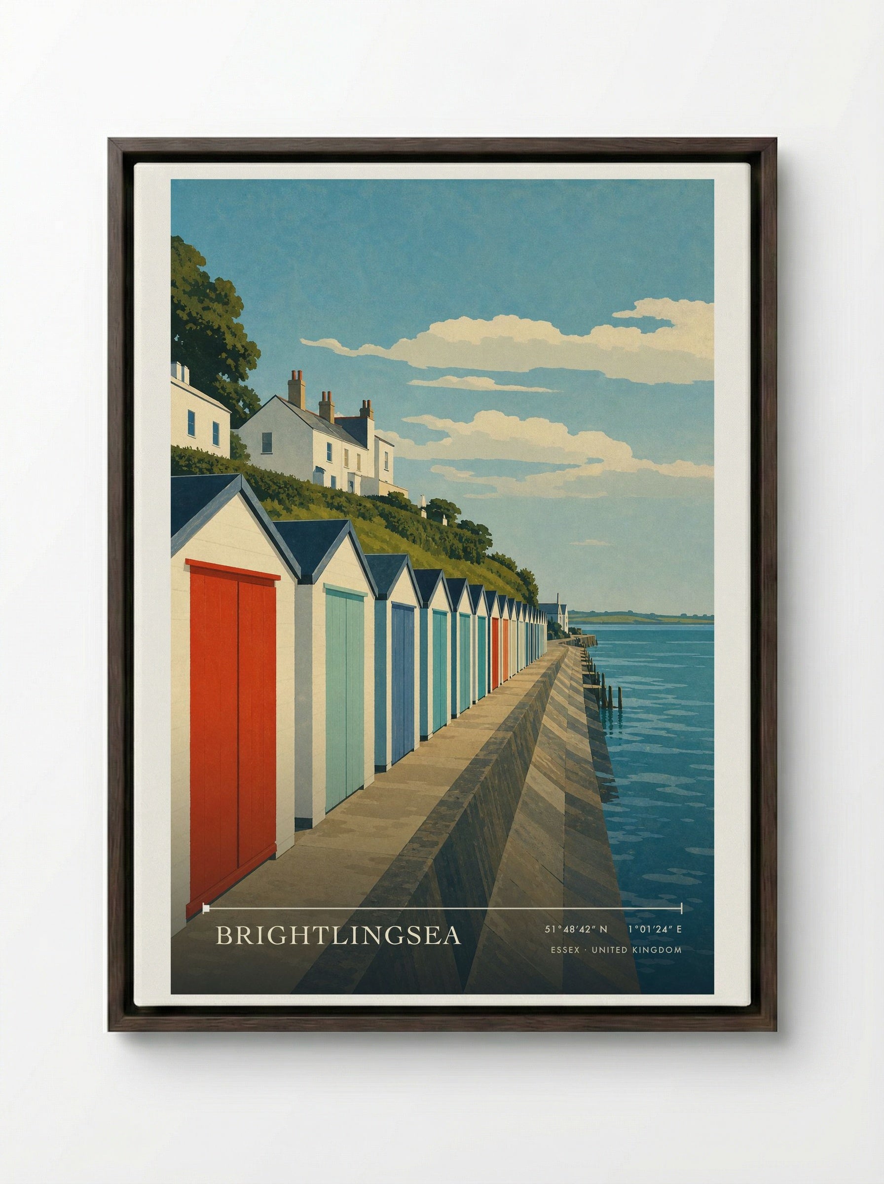 Brightlingsea Essex United Kingdom Travel Poster - Framed Canvas Dark Wood