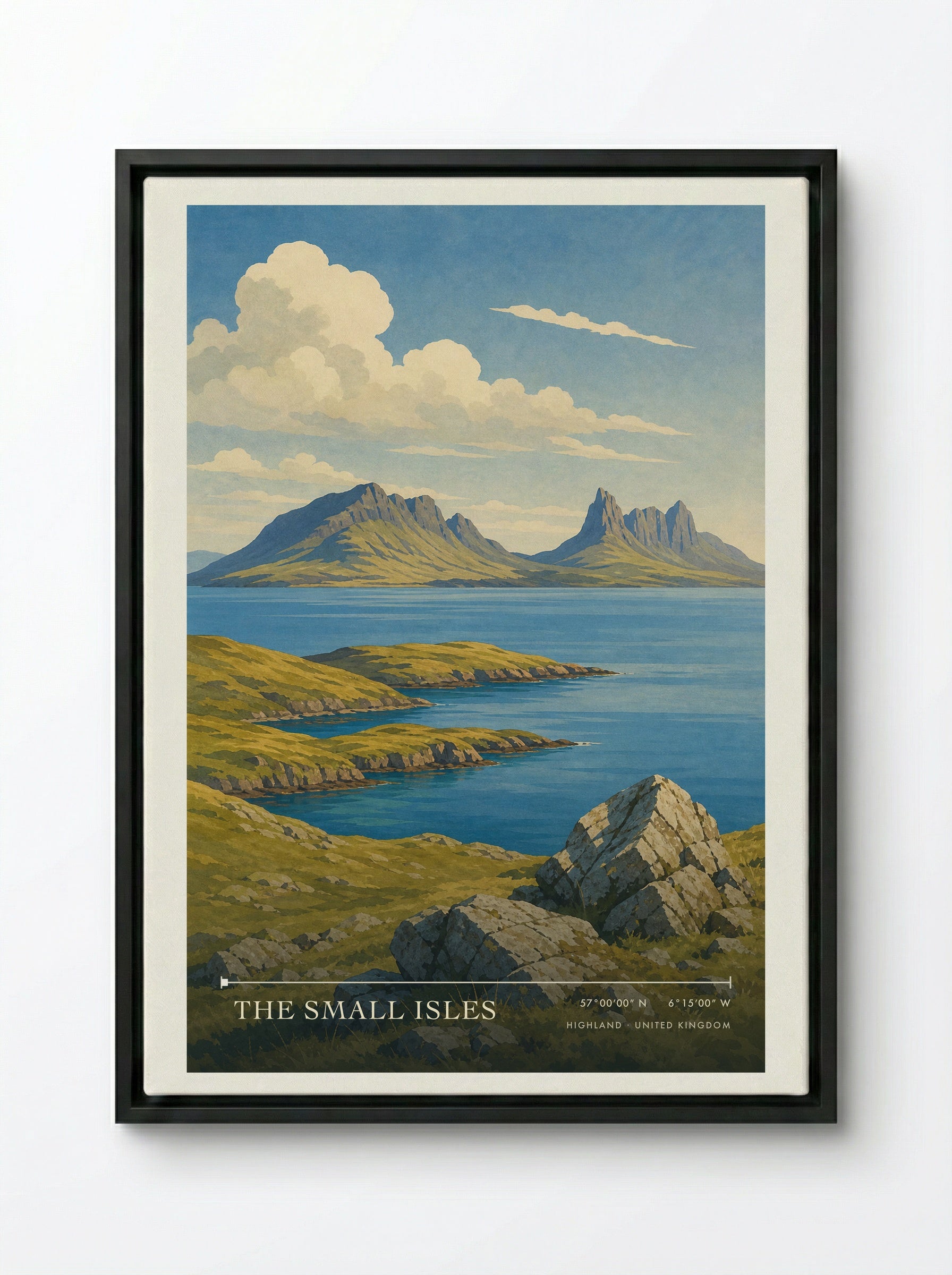 The Small Isles Highland United Kingdom Travel Poster - Framed Canvas Black