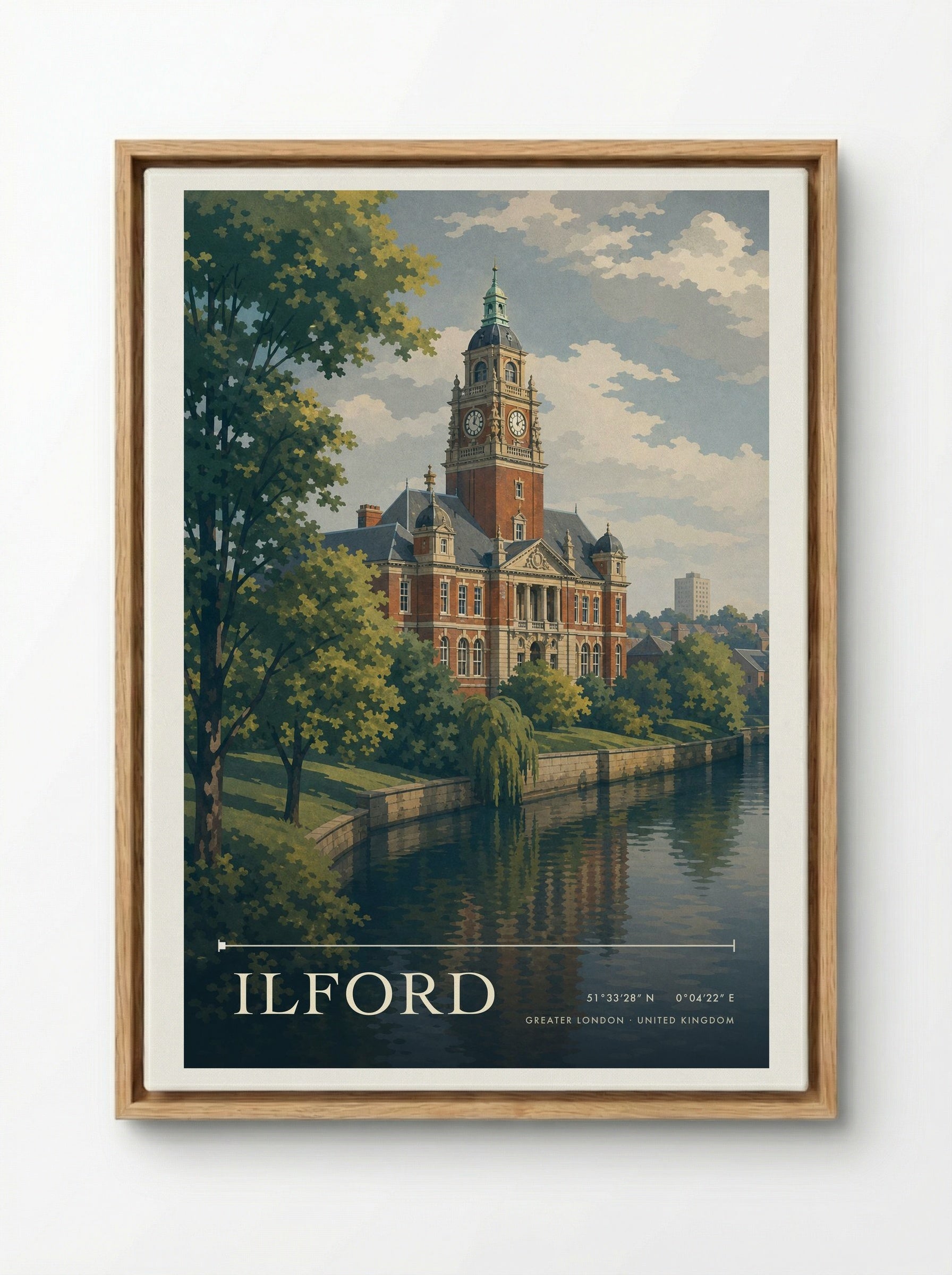 Ilford Greater London United Kingdom Travel Poster - Framed Canvas Wood