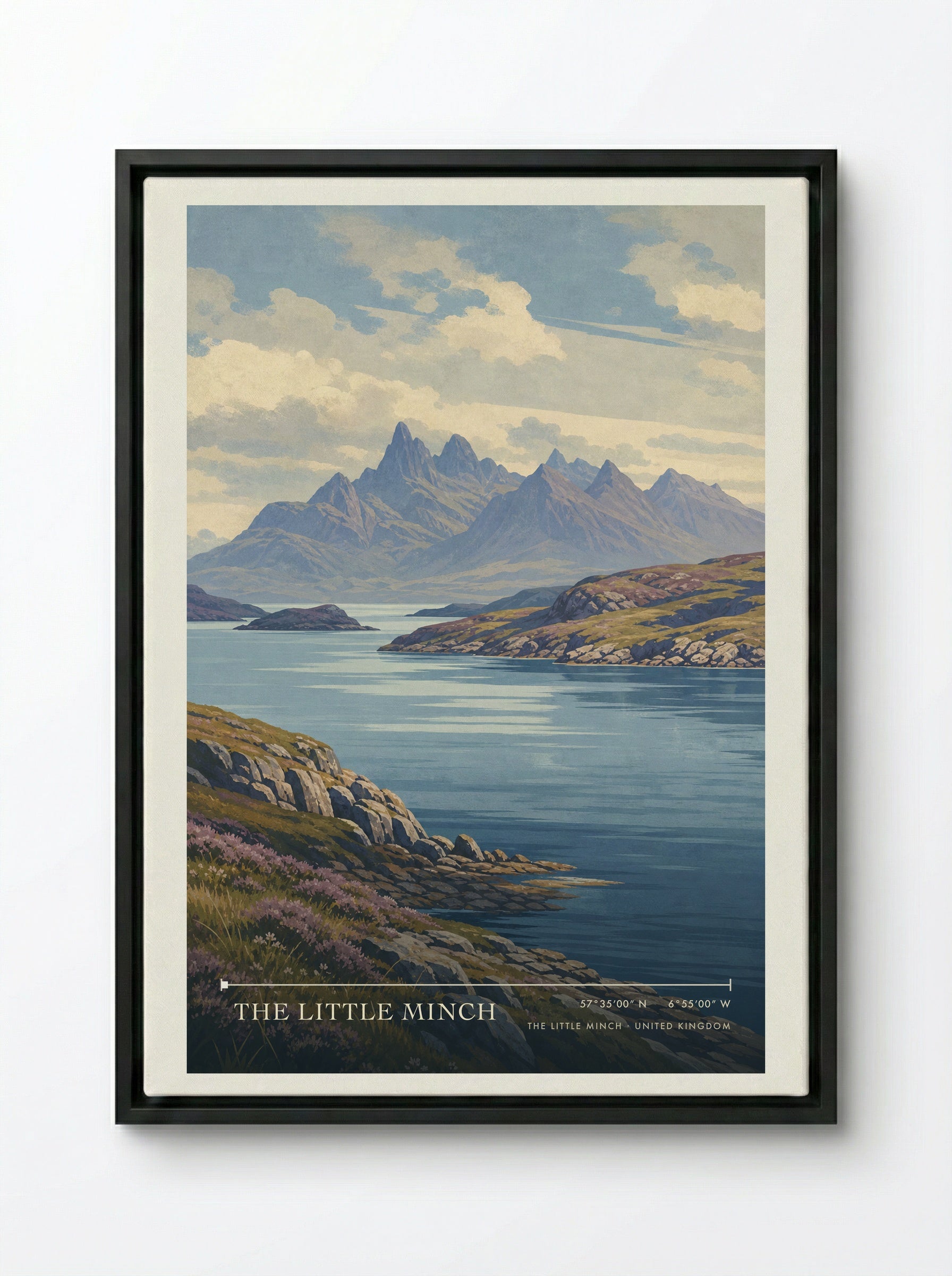 The Little Minch United Kingdom Travel Poster - Framed Canvas Black