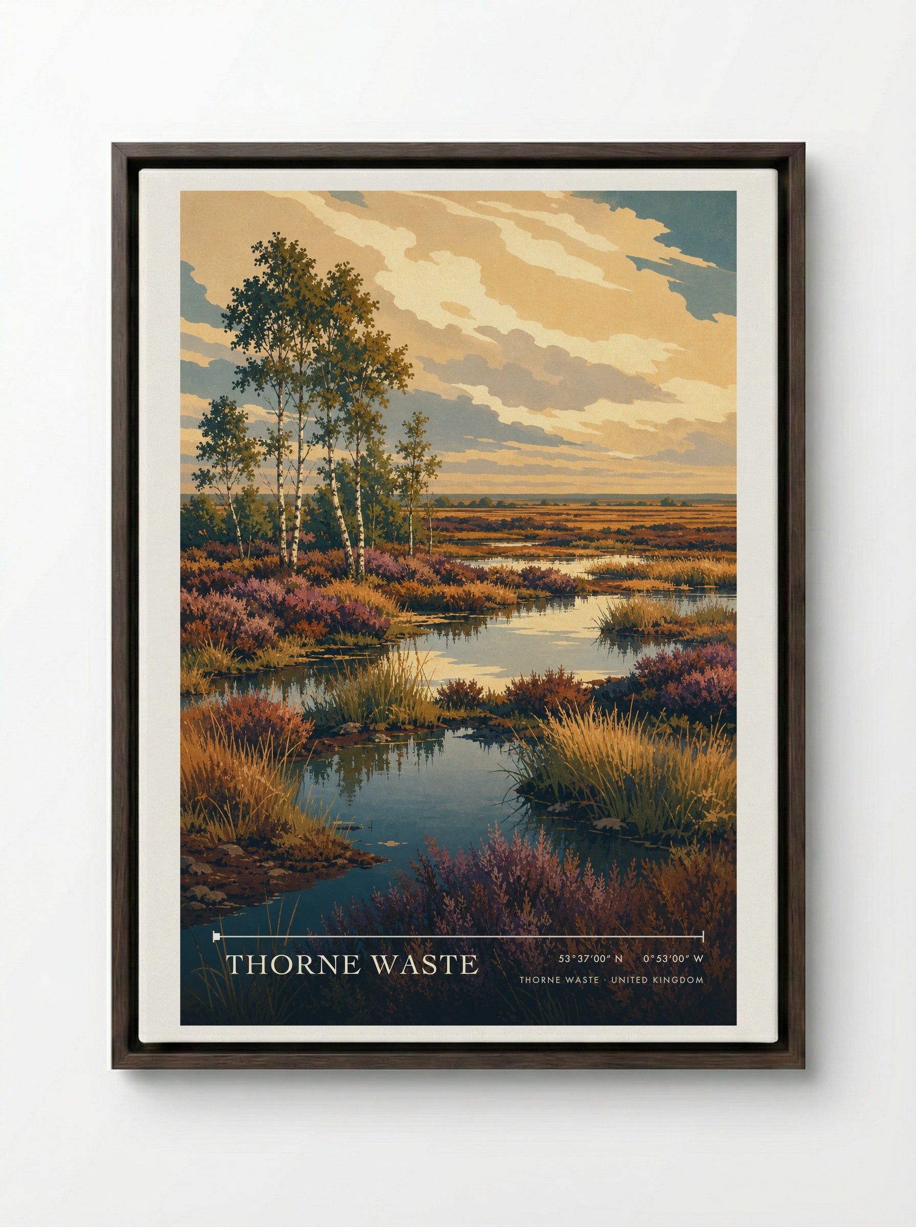Thorne Waste United Kingdom Travel Poster - Framed Canvas Dark Wood