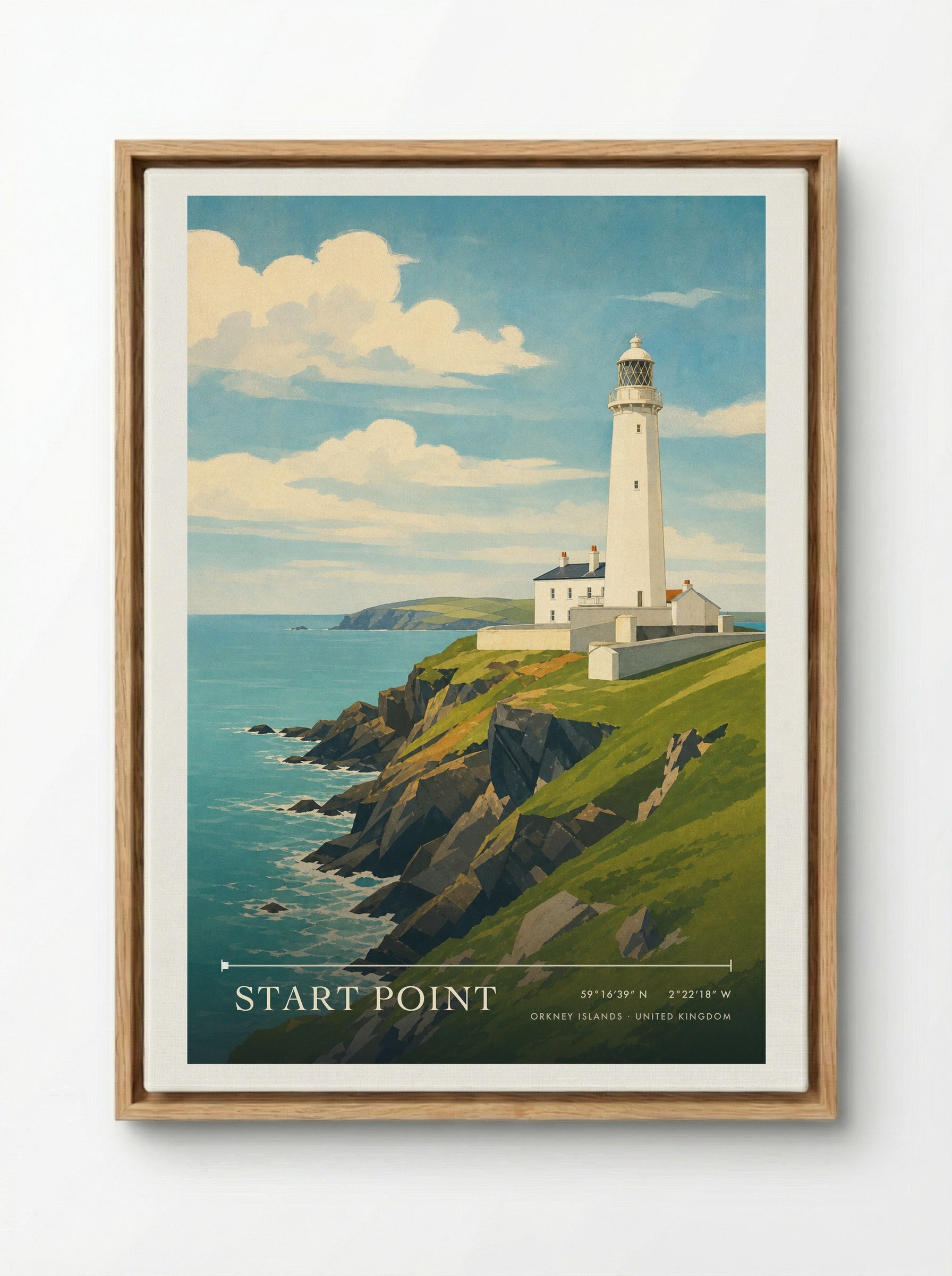 Start Point Orkney Islands United Kingdom Travel Poster - Framed Canvas Wood