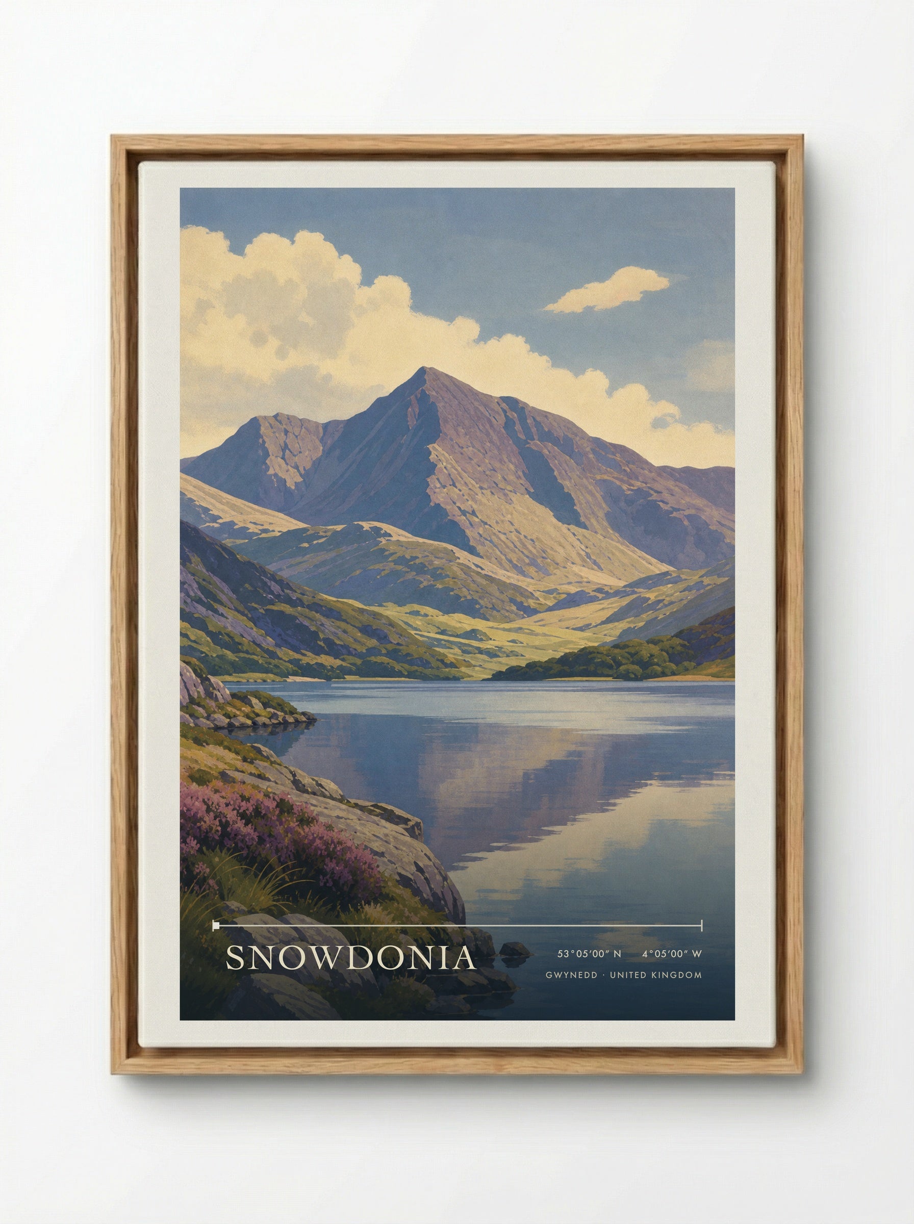 Snowdonia Gwynedd United Kingdom Travel Poster - Framed Canvas Wood