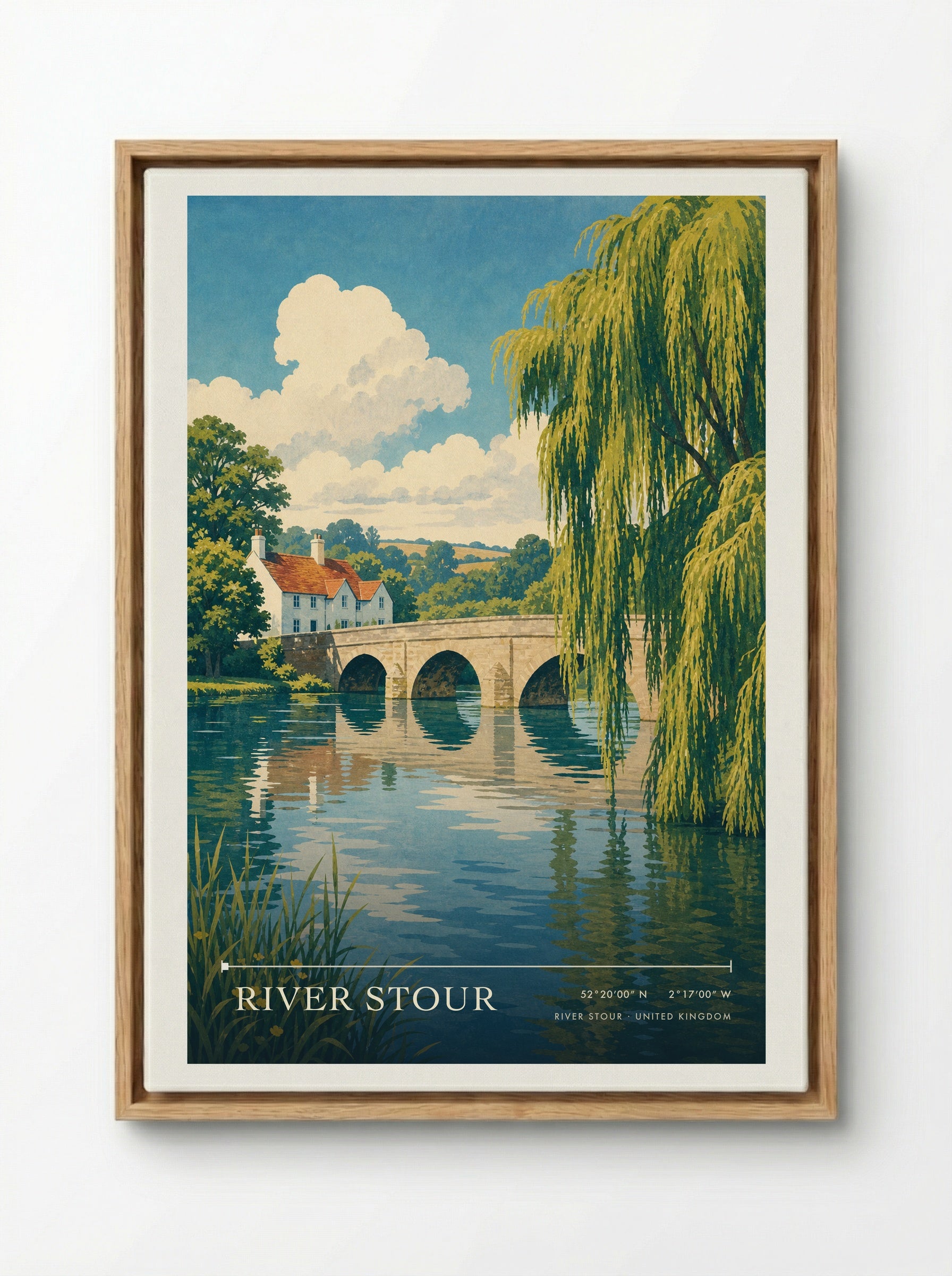 River Stour United Kingdom Travel Poster - Framed Canvas Wood