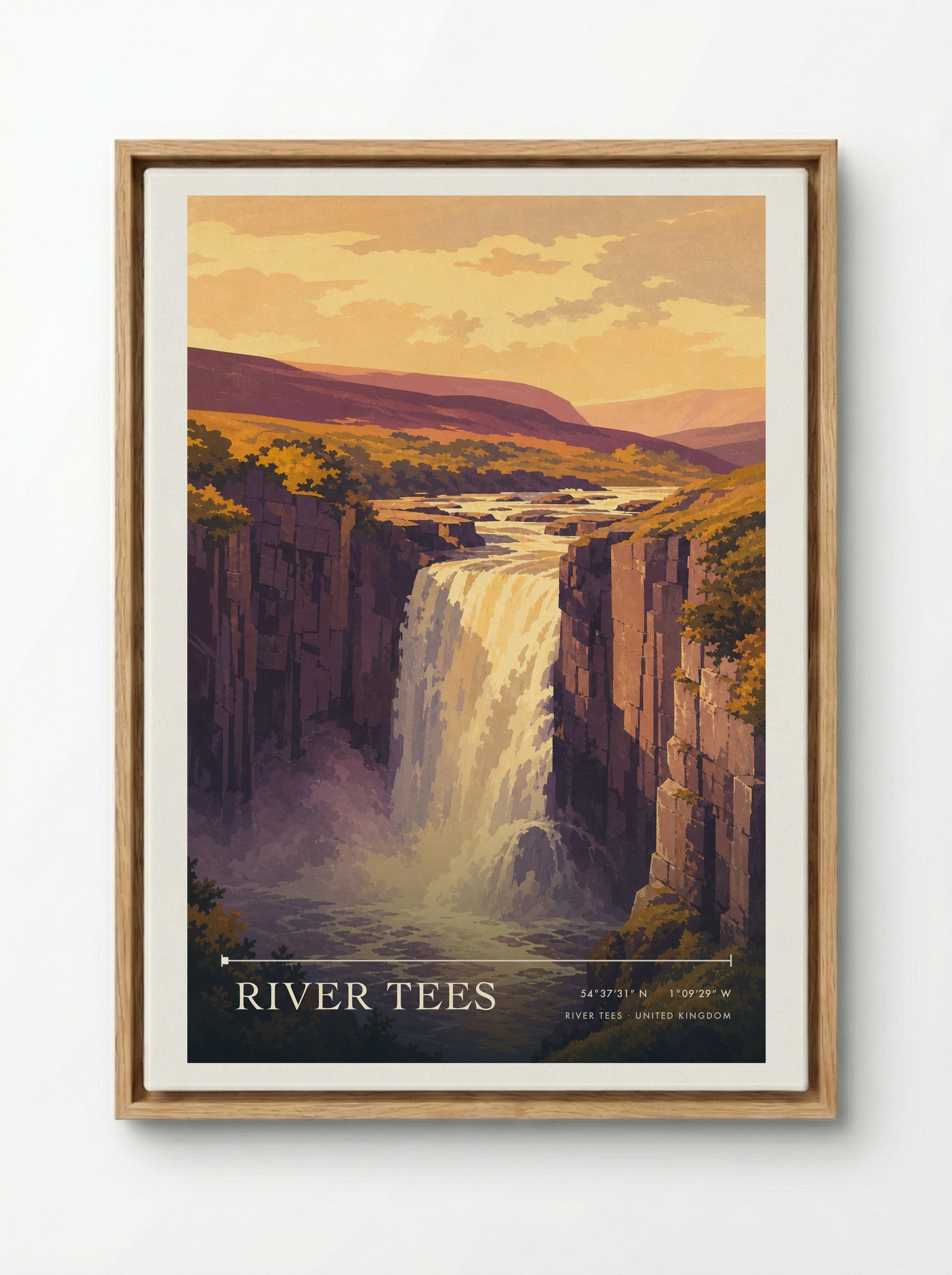 River Tees United Kingdom Travel Poster - Framed Canvas Wood