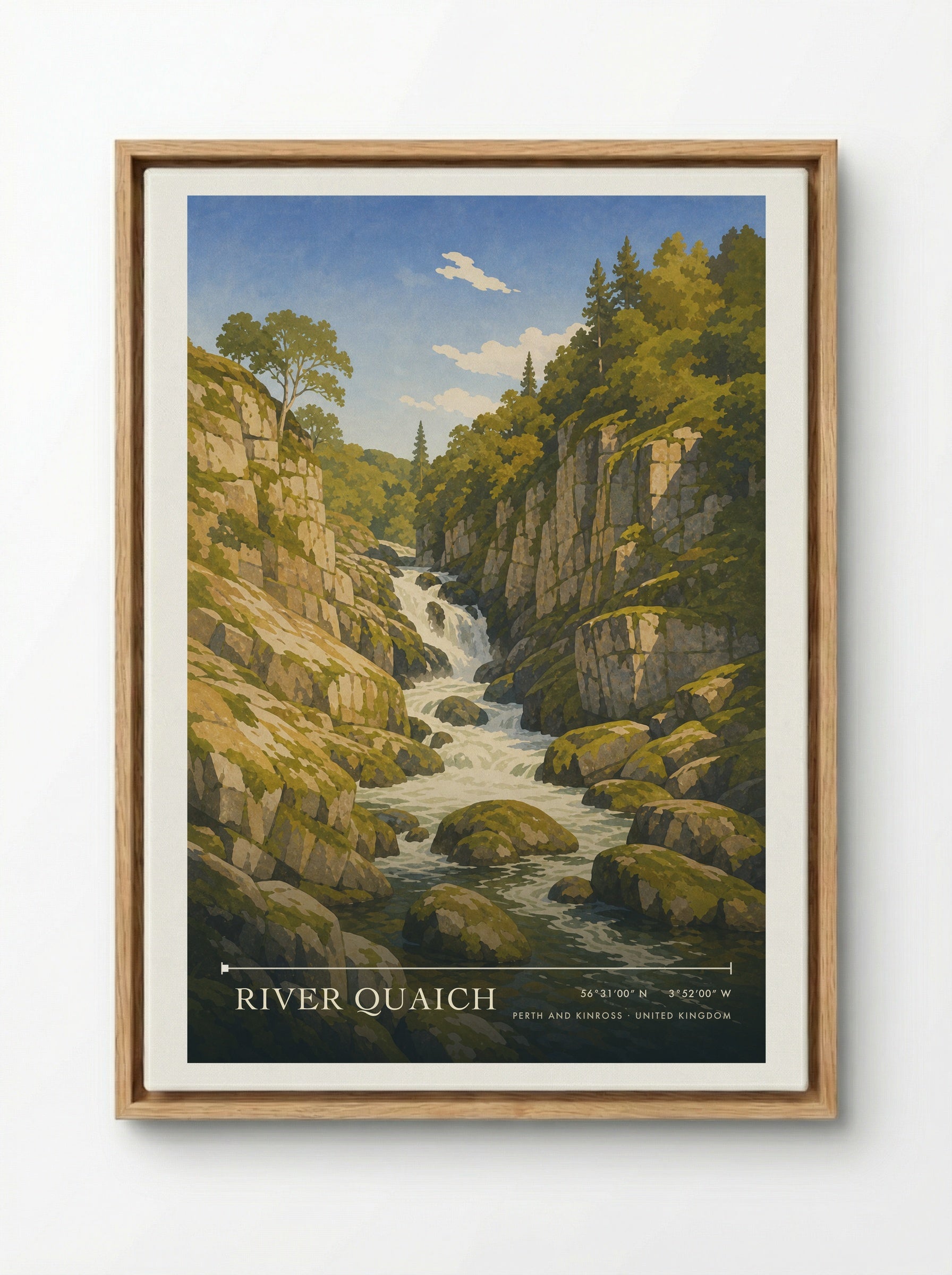River Quaich Perth and Kinross United Kingdom Travel Poster - Framed Canvas Wood