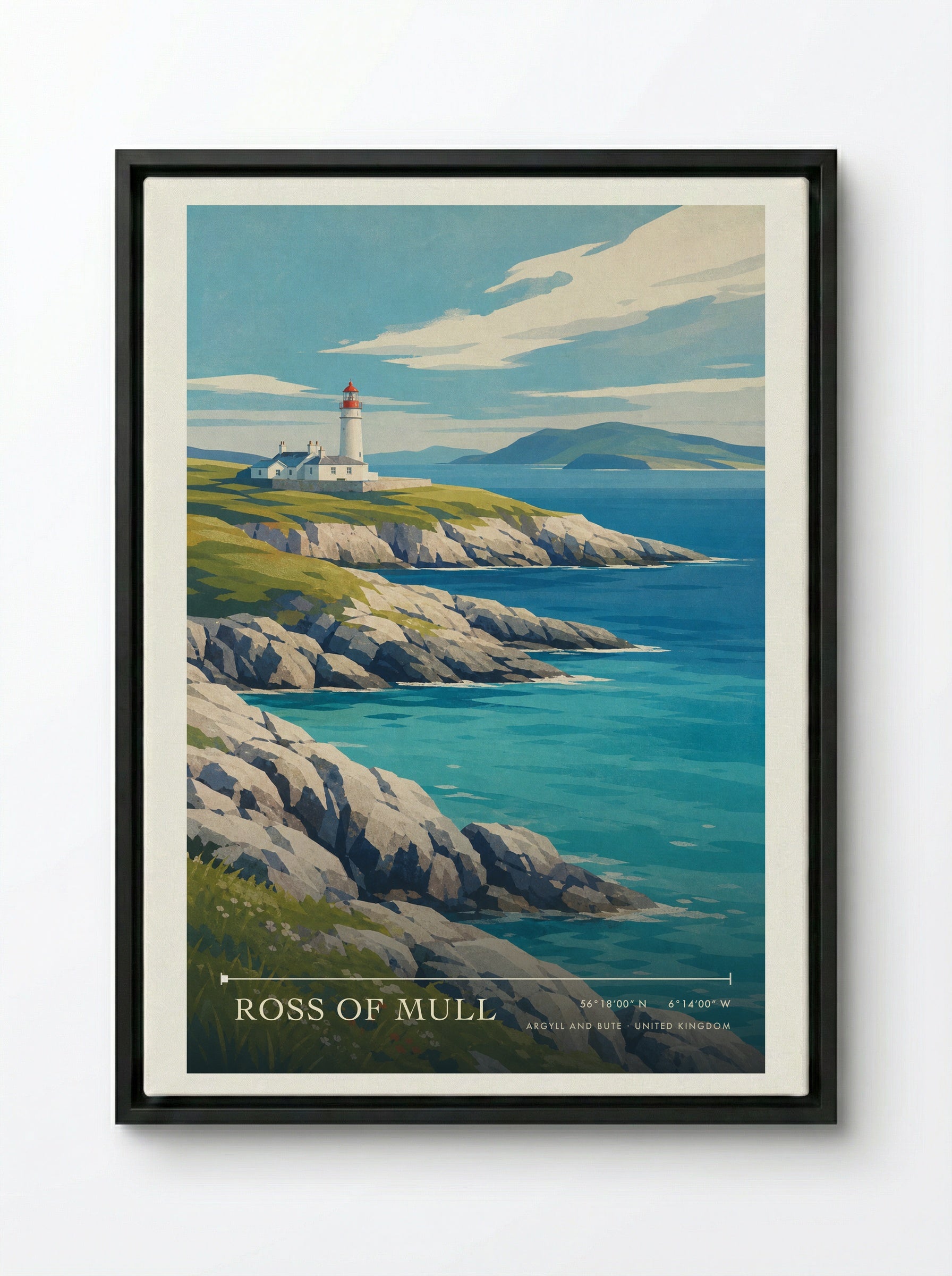 Ross of Mull Argyll and Bute United Kingdom Travel Poster - Framed Canvas Black