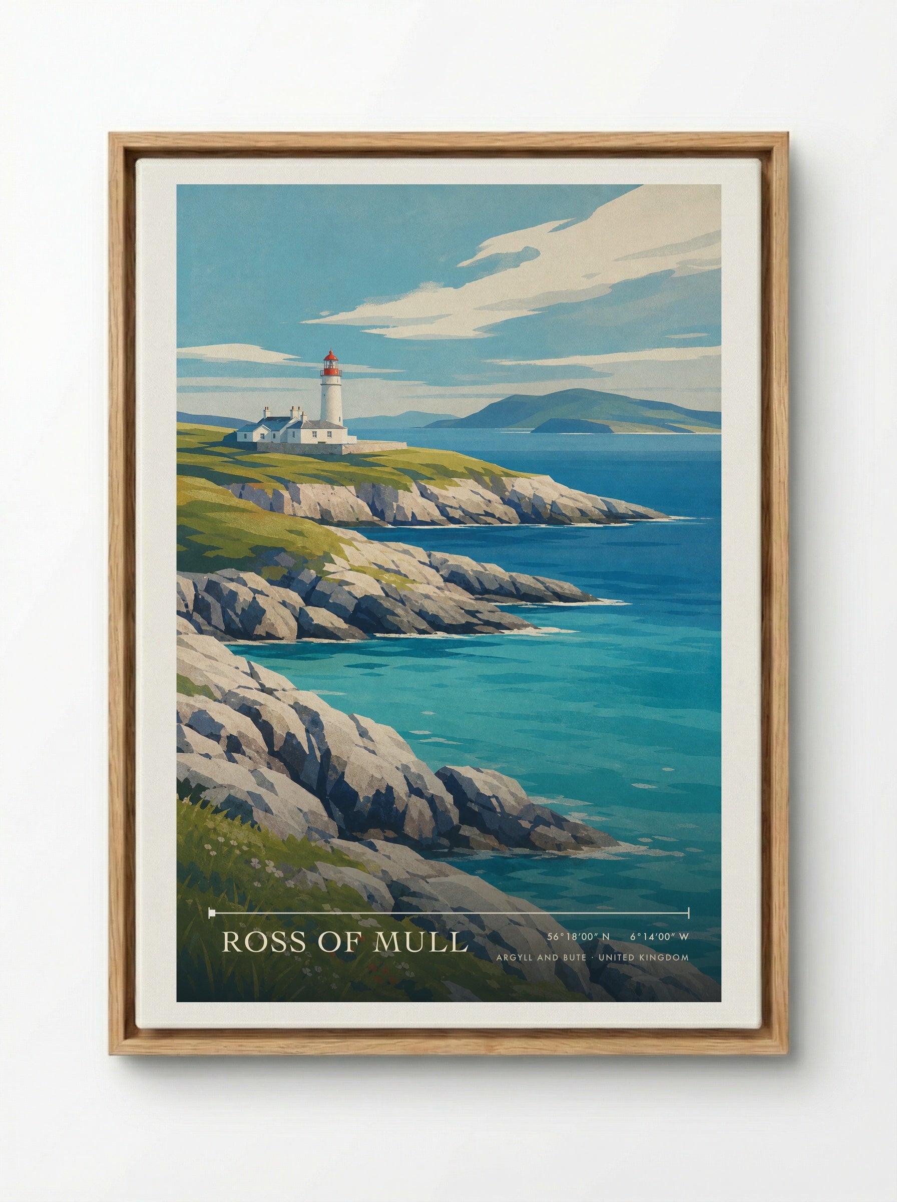 Ross of Mull Argyll and Bute United Kingdom Travel Poster - Framed Canvas Wood