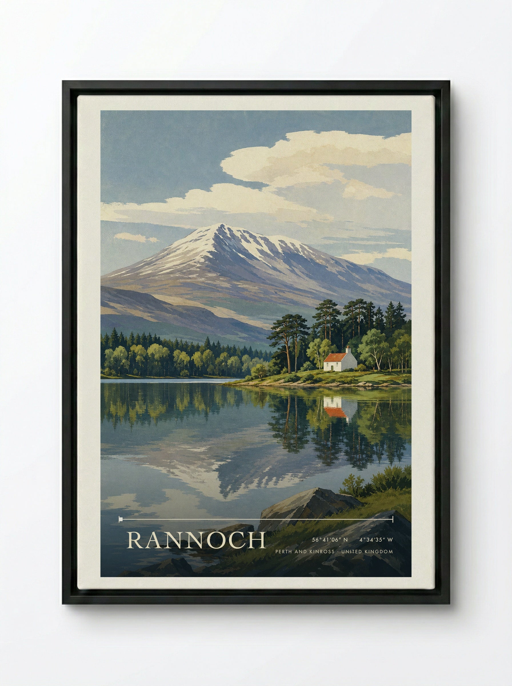 Rannoch Perth and Kinross United Kingdom Travel Poster - Framed Canvas Black