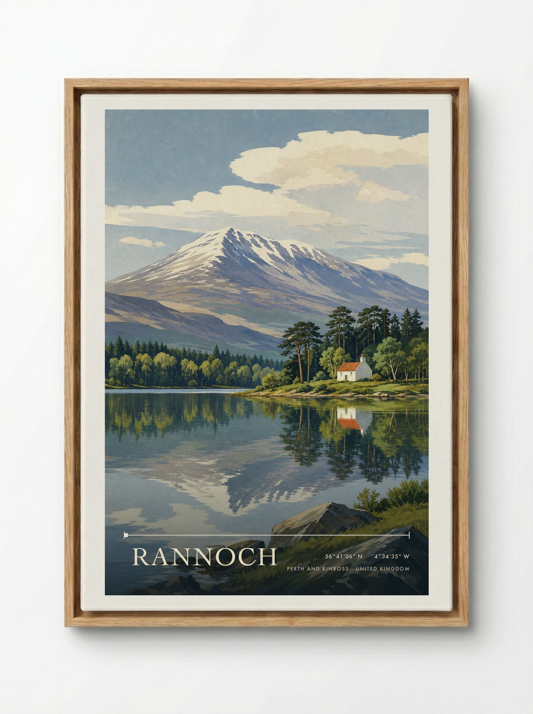 Rannoch Perth and Kinross United Kingdom Travel Poster - Framed Canvas Wood