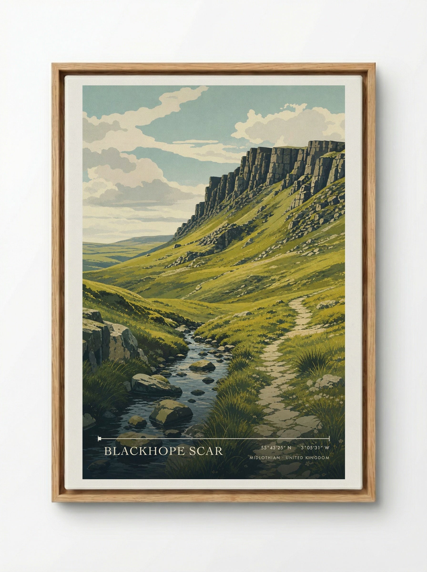 Blackhope Scar Midlothian United Kingdom Travel Poster - Framed Canvas Wood