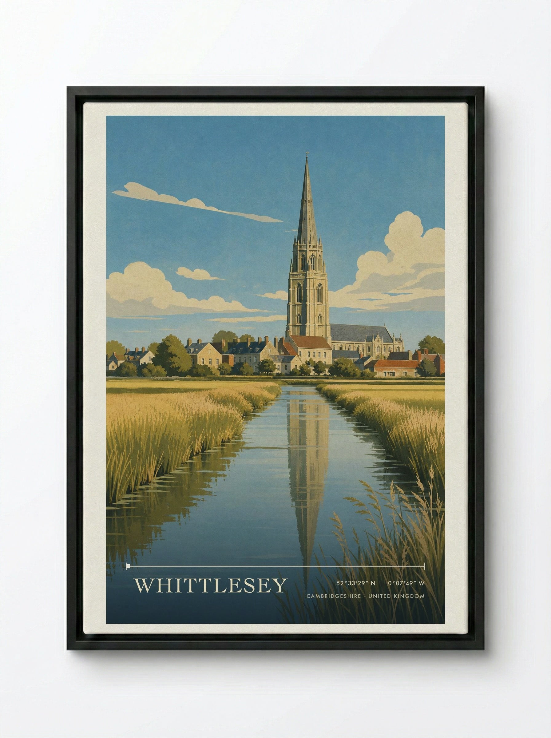 Whittlesey Cambridgeshire United Kingdom Travel Poster - Framed Canvas Black