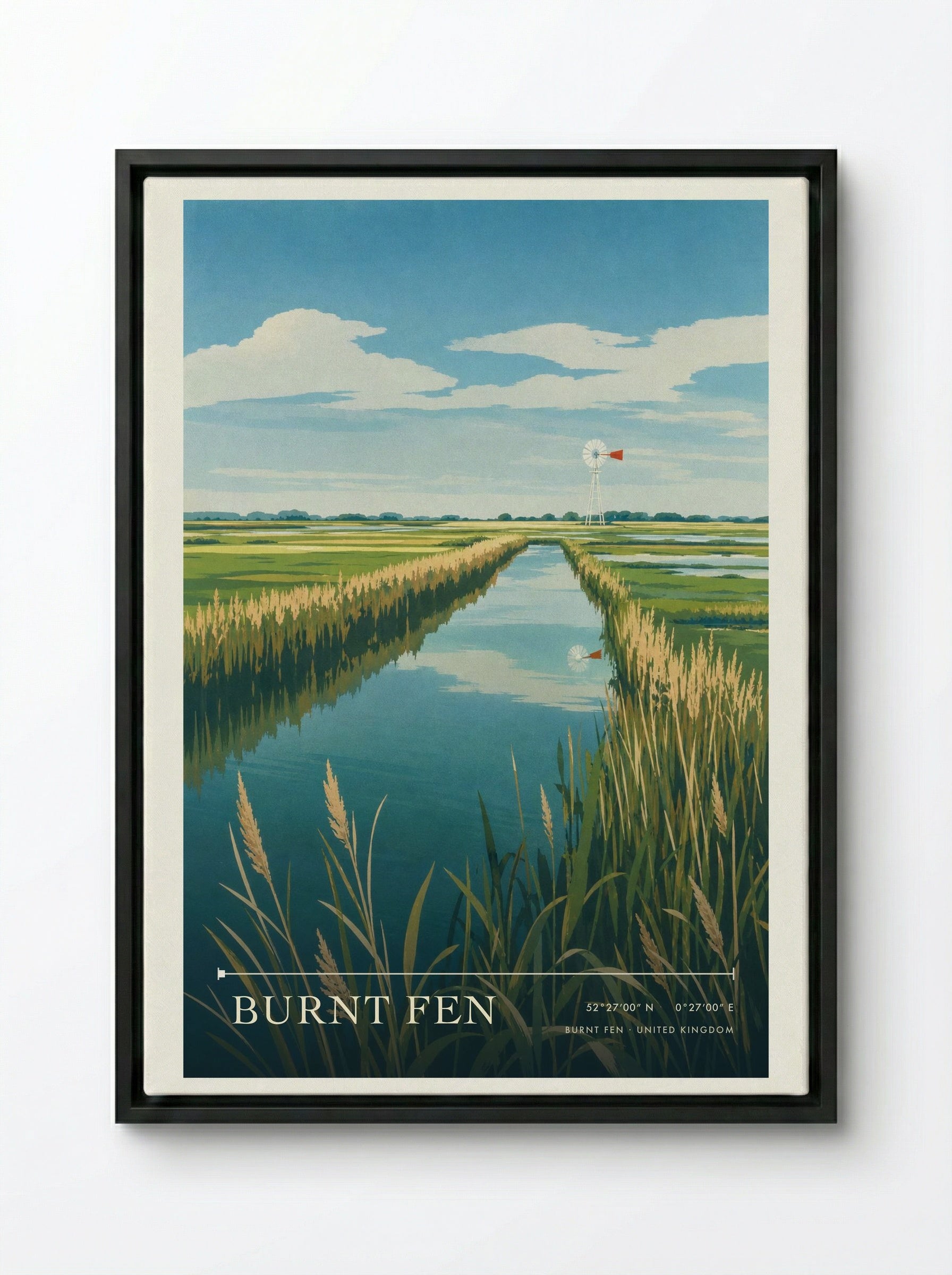 Burnt Fen United Kingdom Travel Poster - Framed Canvas Black