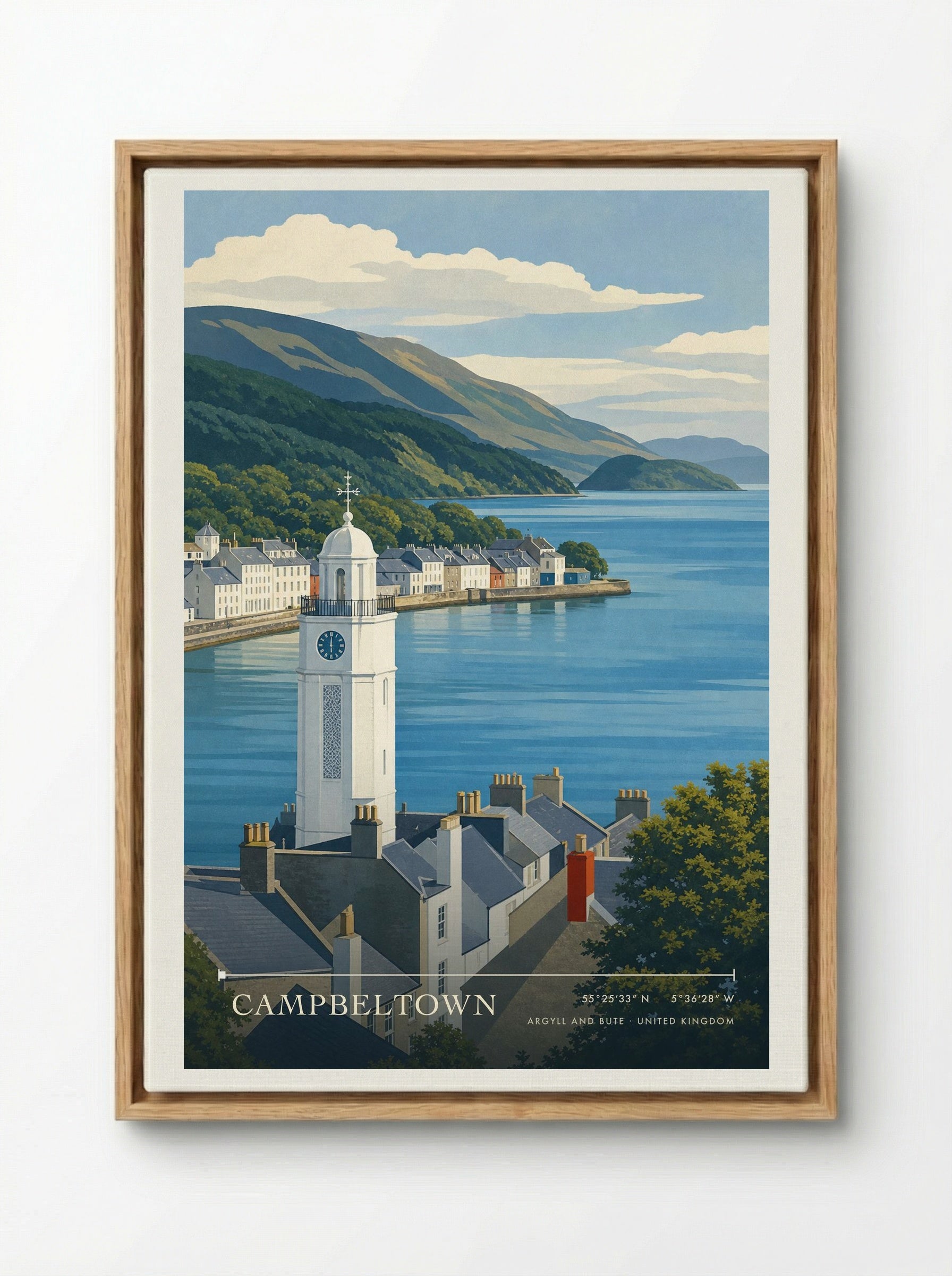 Campbeltown Argyll and Bute United Kingdom Travel Poster - Framed Canvas Wood