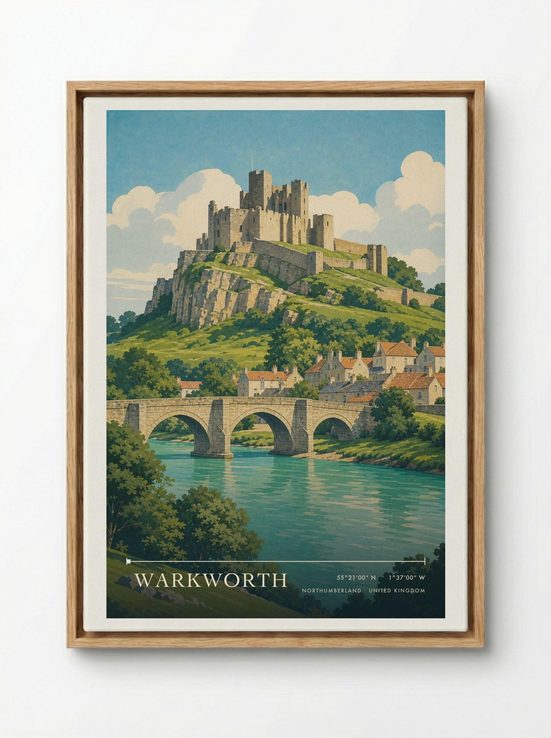 Warkworth Northumberland United Kingdom Travel Poster - Framed Canvas Wood
