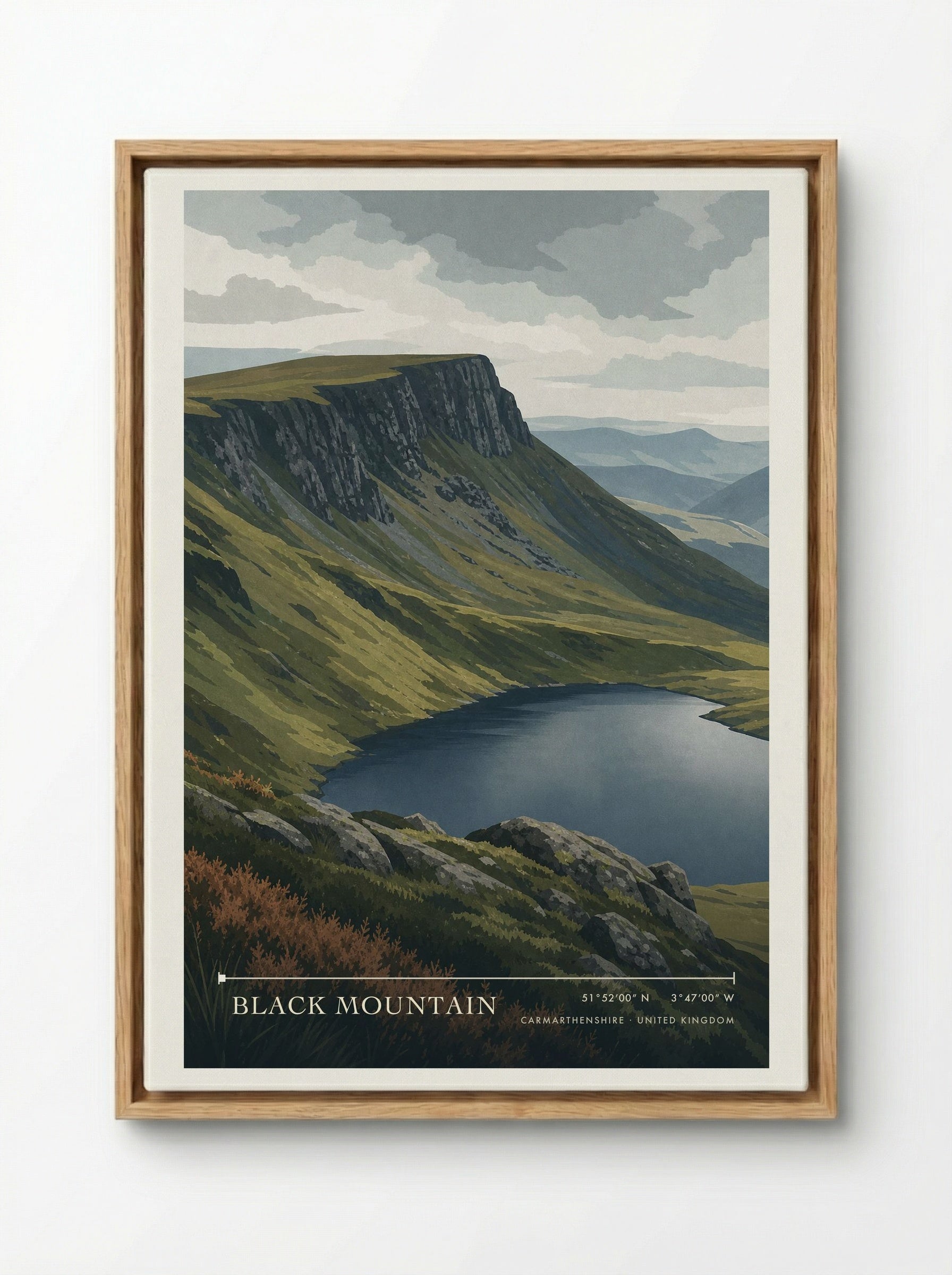 Black Mountain Carmarthenshire United Kingdom Travel Poster - Framed Canvas Wood