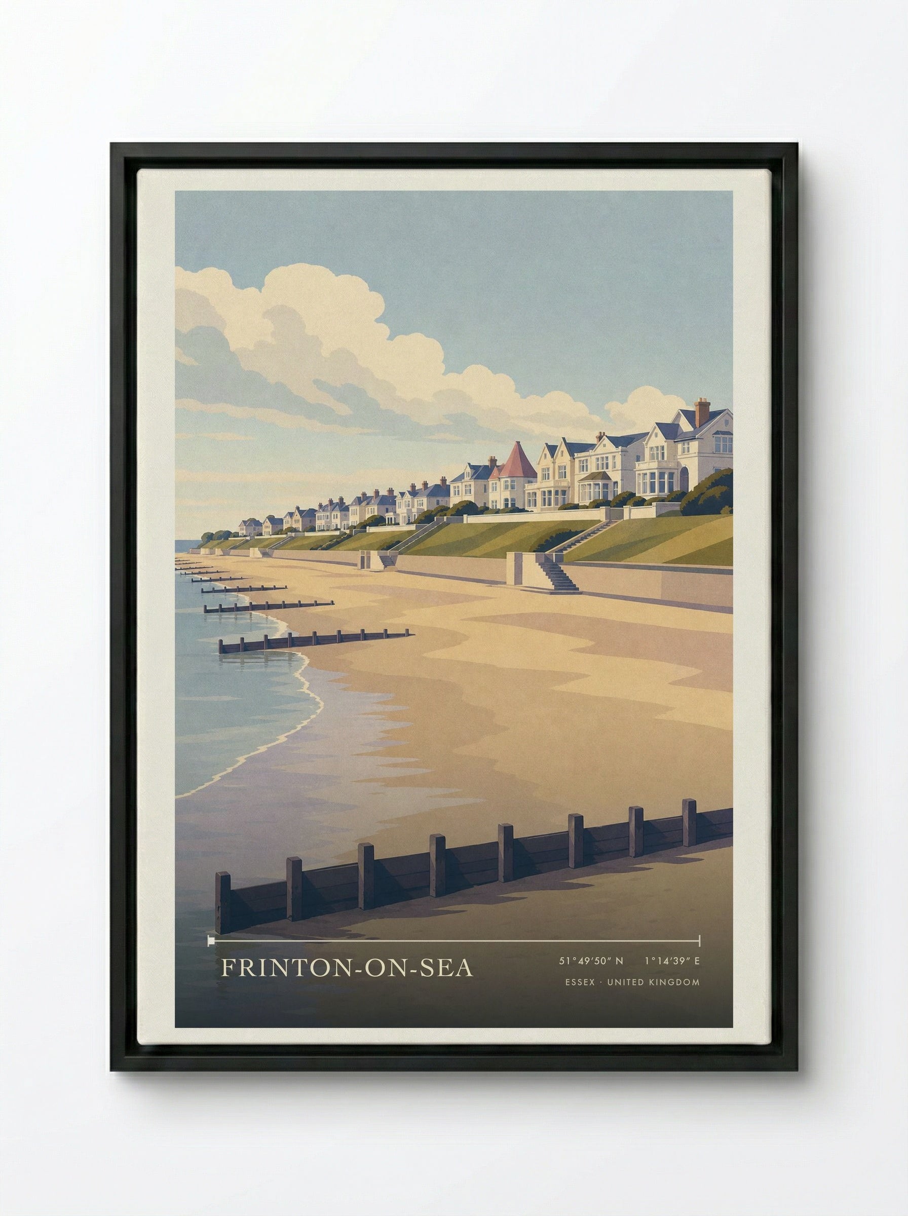 Frinton-on-Sea Essex United Kingdom Travel Poster - Framed Canvas Black