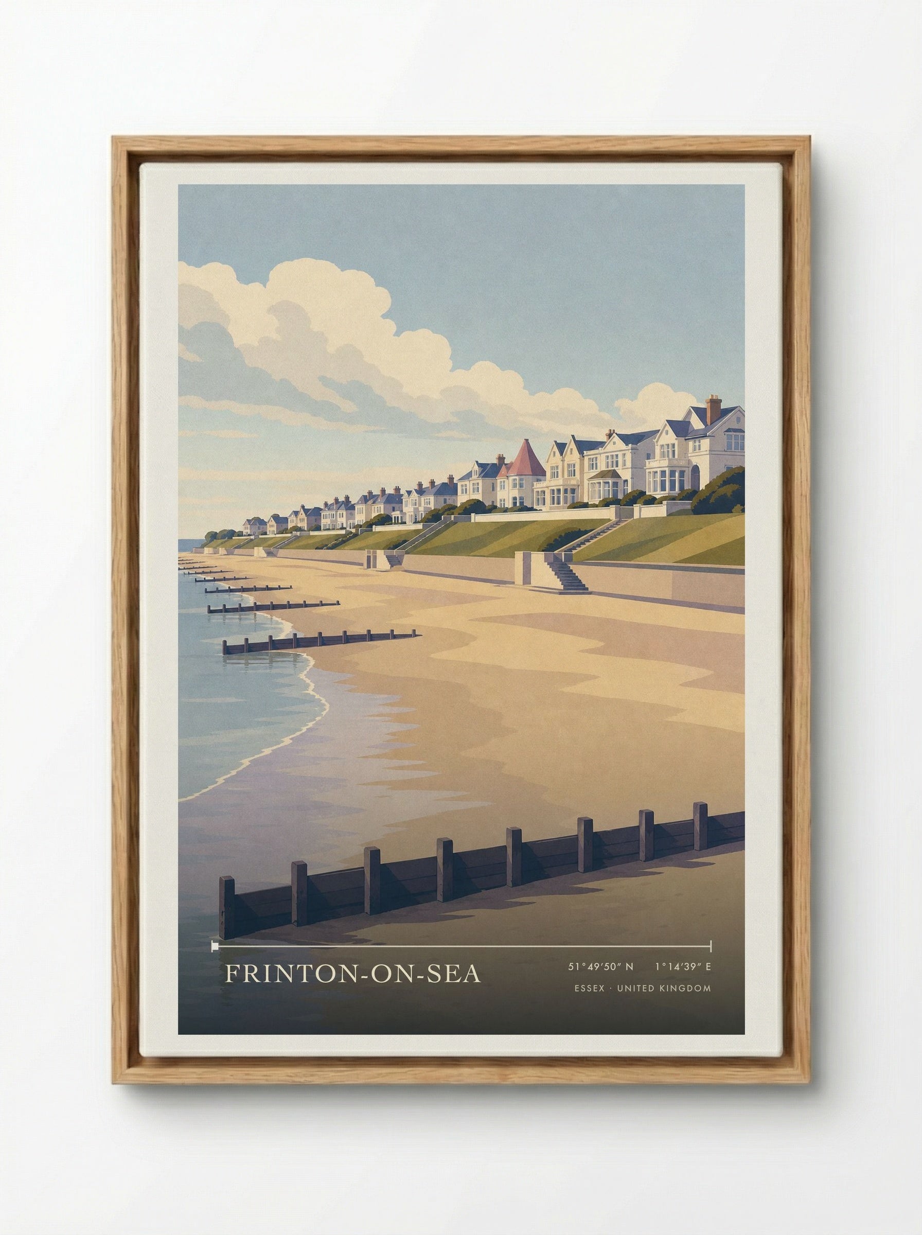 Frinton-on-Sea Essex United Kingdom Travel Poster - Framed Canvas Wood