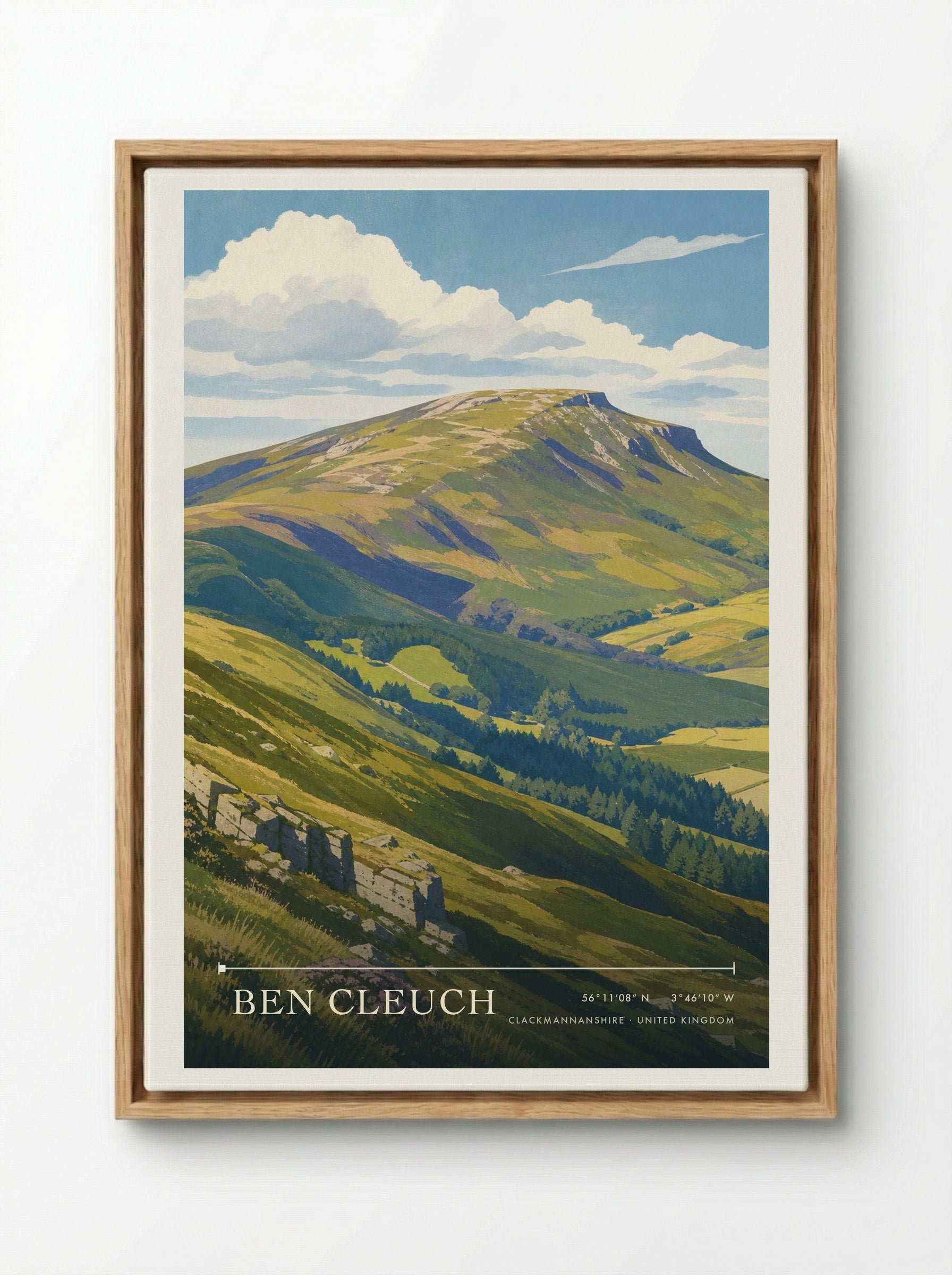 Ben Cleuch Clackmannanshire United Kingdom Travel Poster - Framed Canvas Wood
