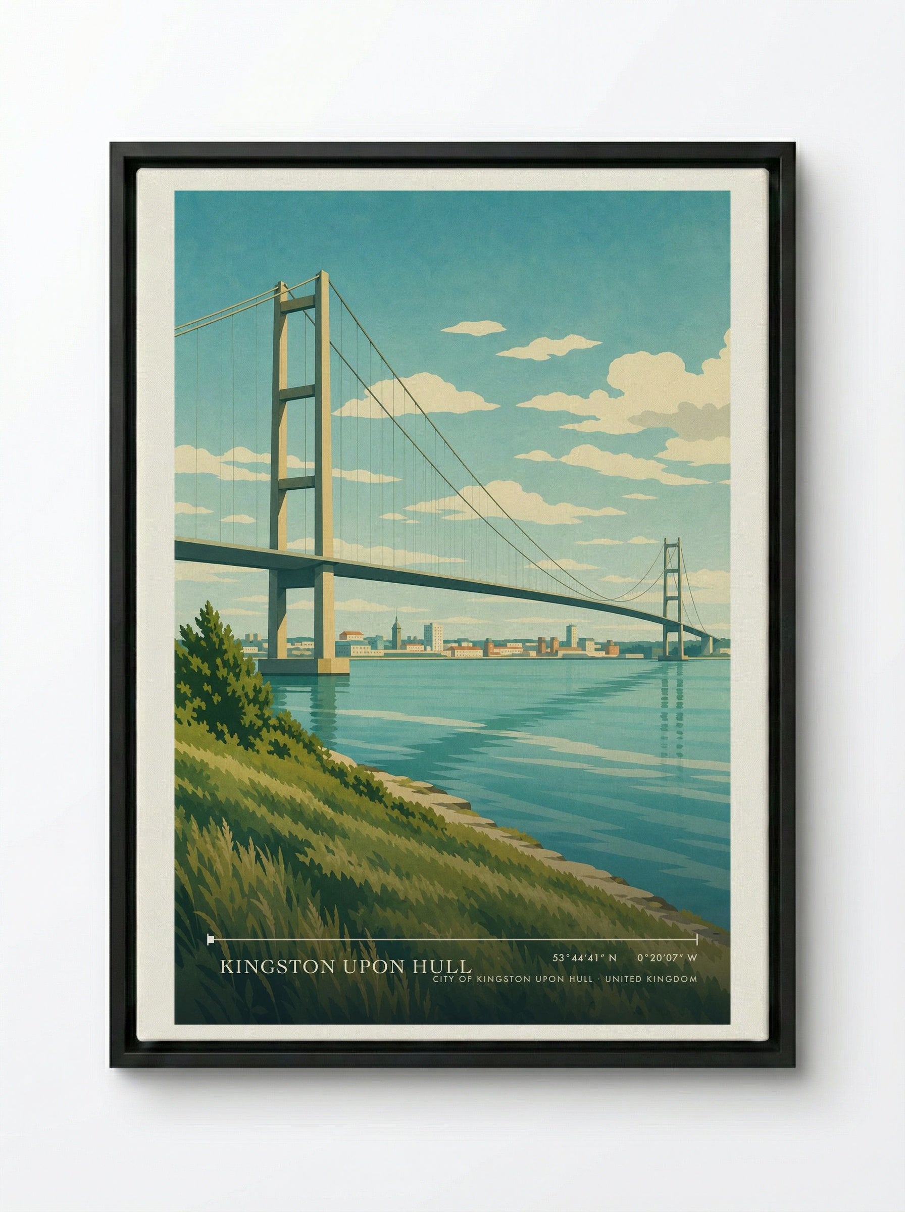 Kingston upon Hull City of Kingston upon Hull United Kingdom Travel Poster - Framed Canvas Black