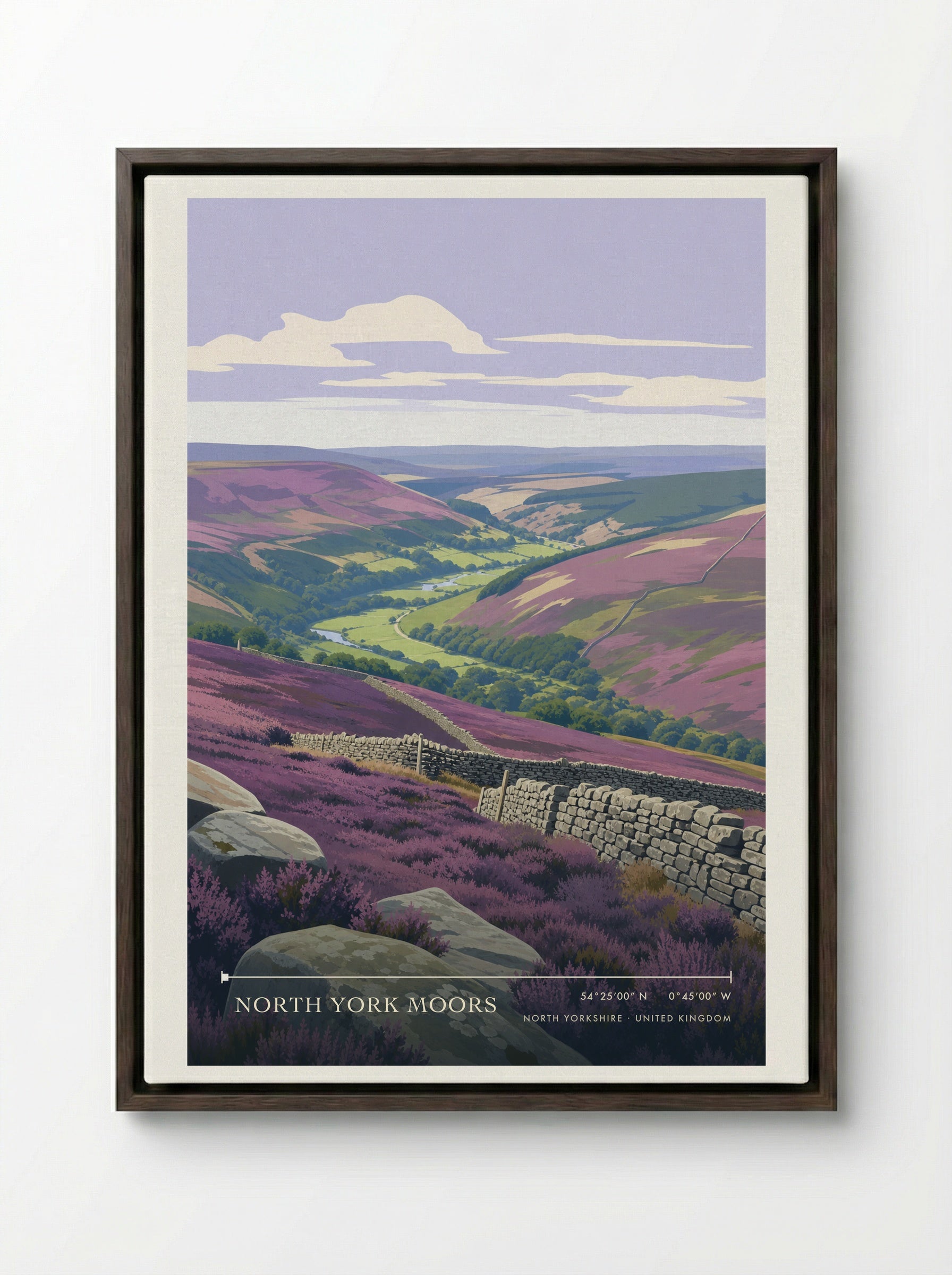 North York Moors North Yorkshire United Kingdom Travel Poster - Framed Canvas Dark Wood