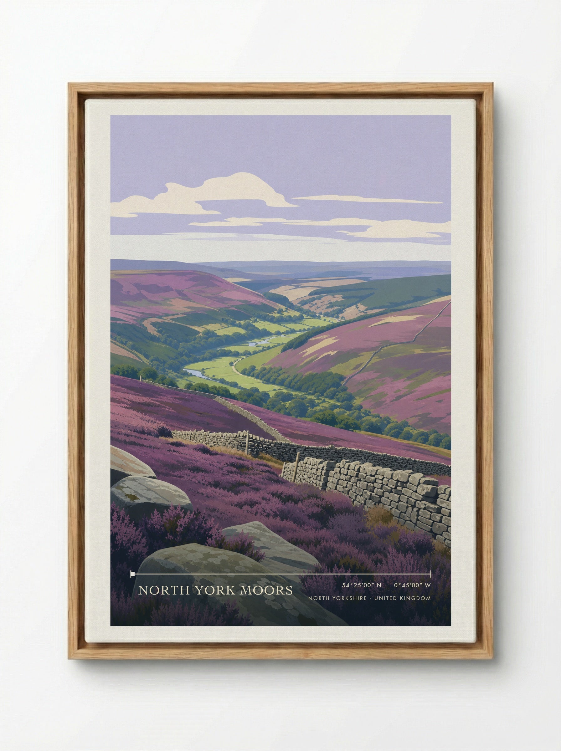 North York Moors North Yorkshire United Kingdom Travel Poster - Framed Canvas Wood