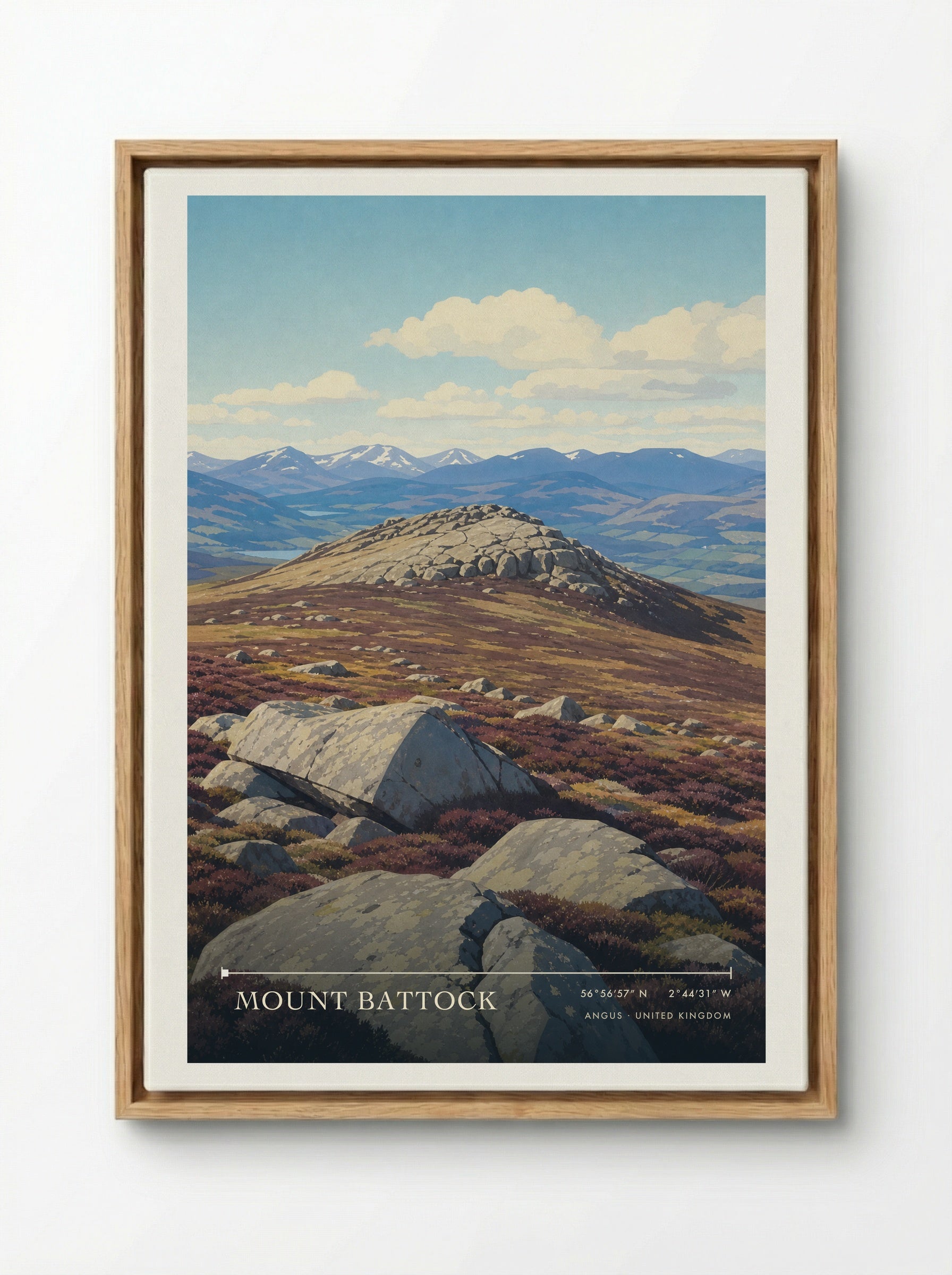 Mount Battock Angus United Kingdom Travel Poster - Framed Canvas Wood