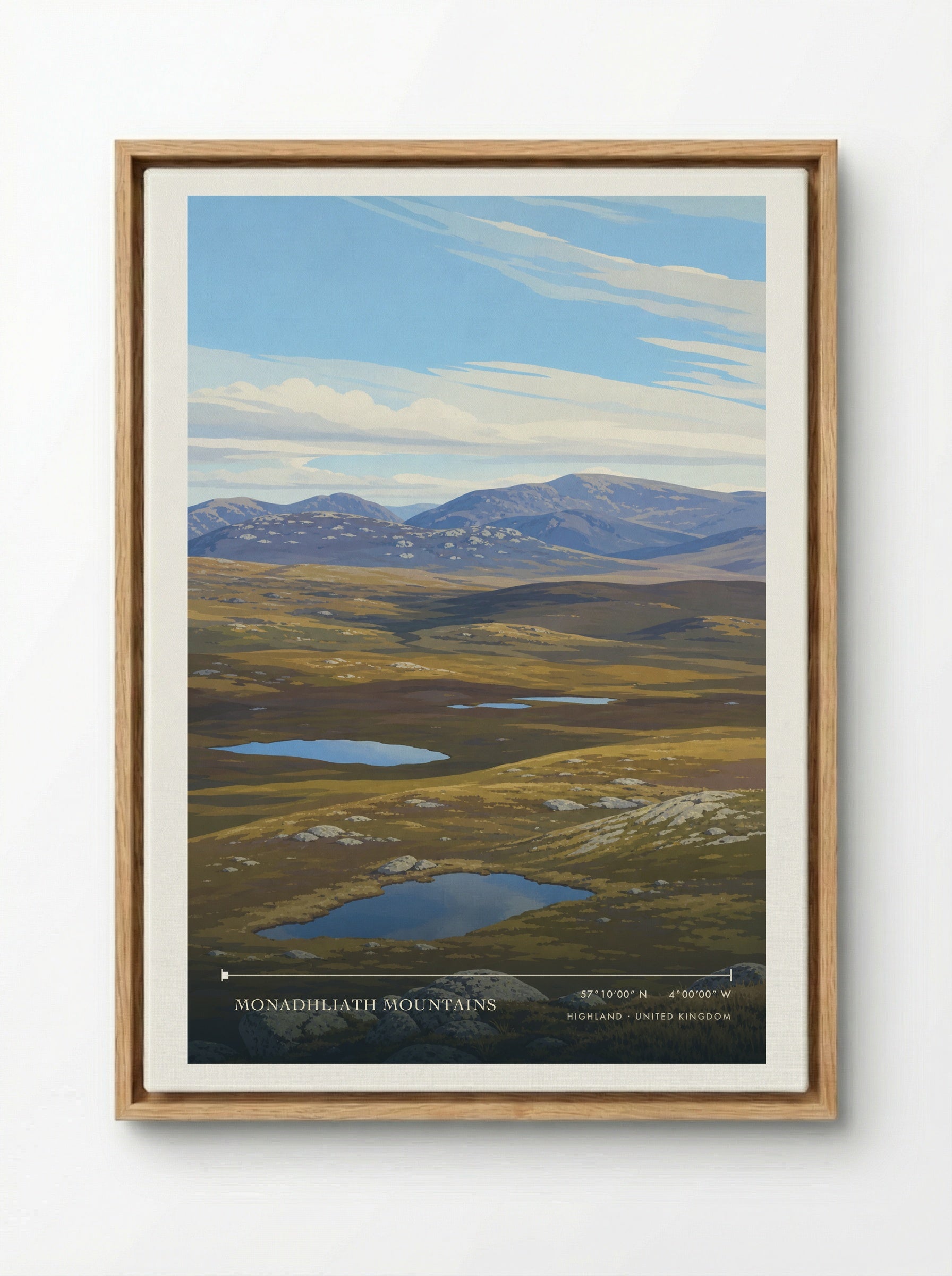 Monadhliath Mountains Highland United Kingdom Travel Poster - Framed Canvas Wood