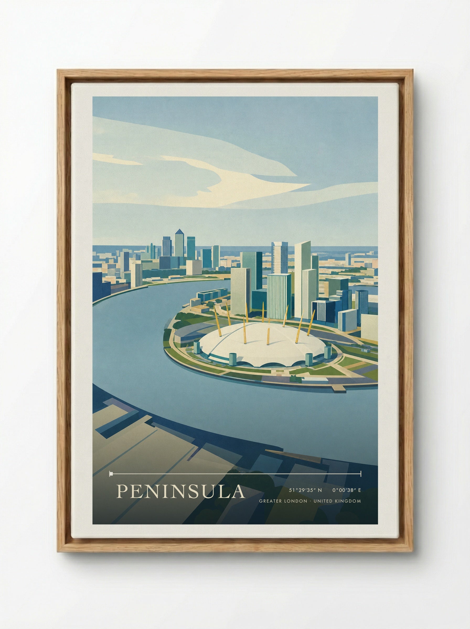 Peninsula Greater London United Kingdom Travel Poster - Framed Canvas Wood