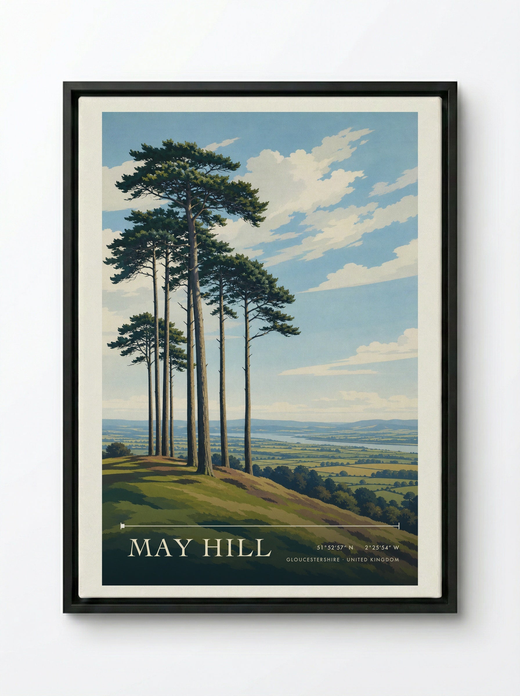 May Hill Gloucestershire United Kingdom Travel Poster - Framed Canvas Black
