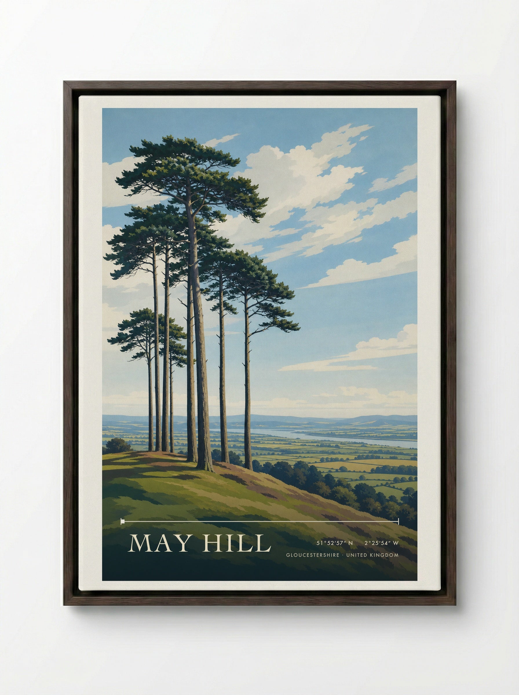 May Hill Gloucestershire United Kingdom Travel Poster - Framed Canvas Dark Wood