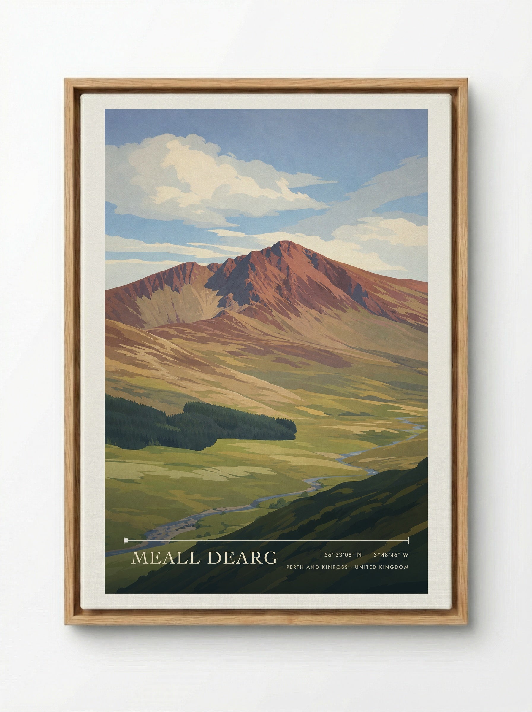 Meall Dearg Perth and Kinross United Kingdom Travel Poster - Framed Canvas Wood