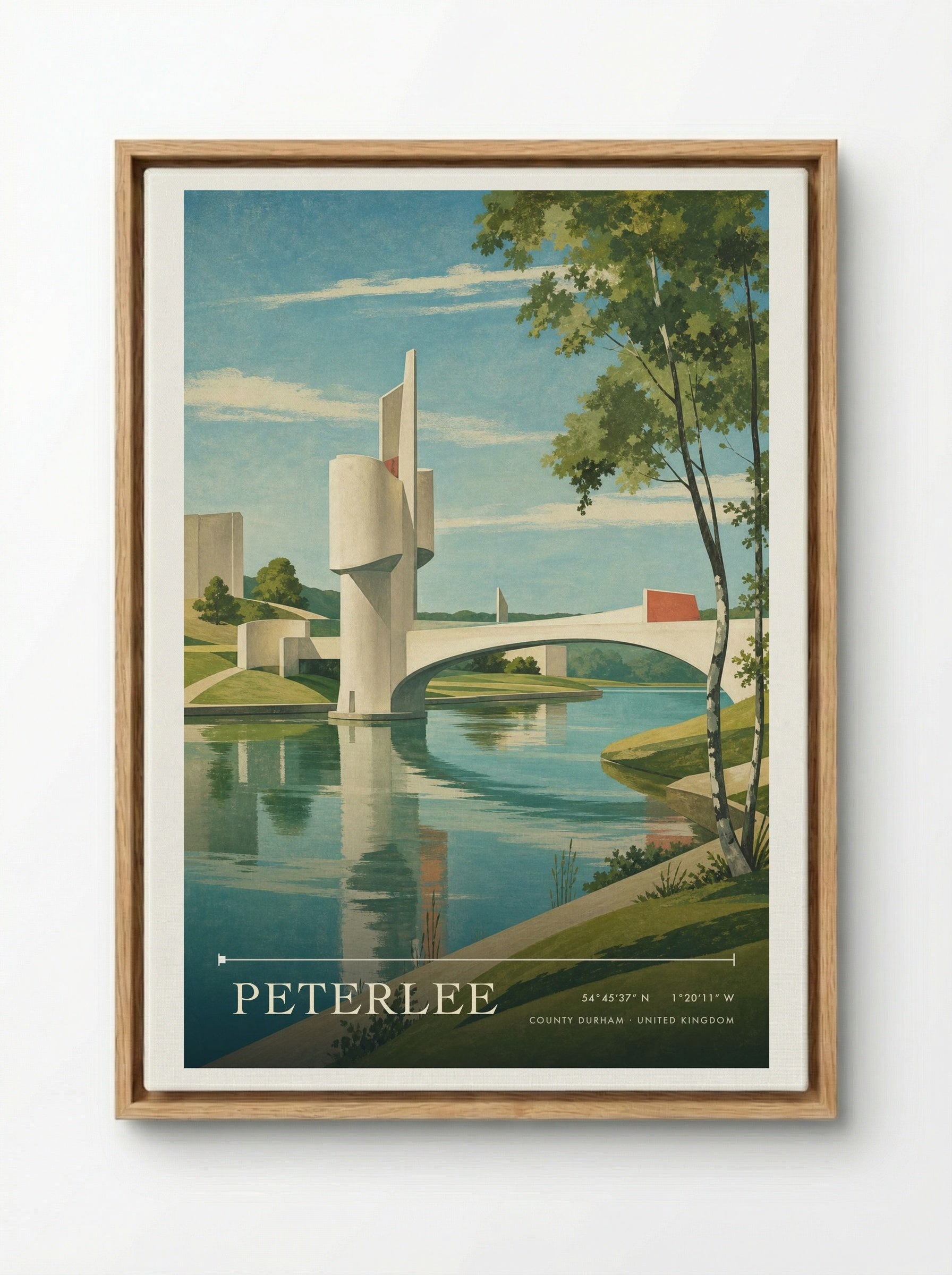 Peterlee County Durham United Kingdom Travel Poster - Framed Canvas Wood