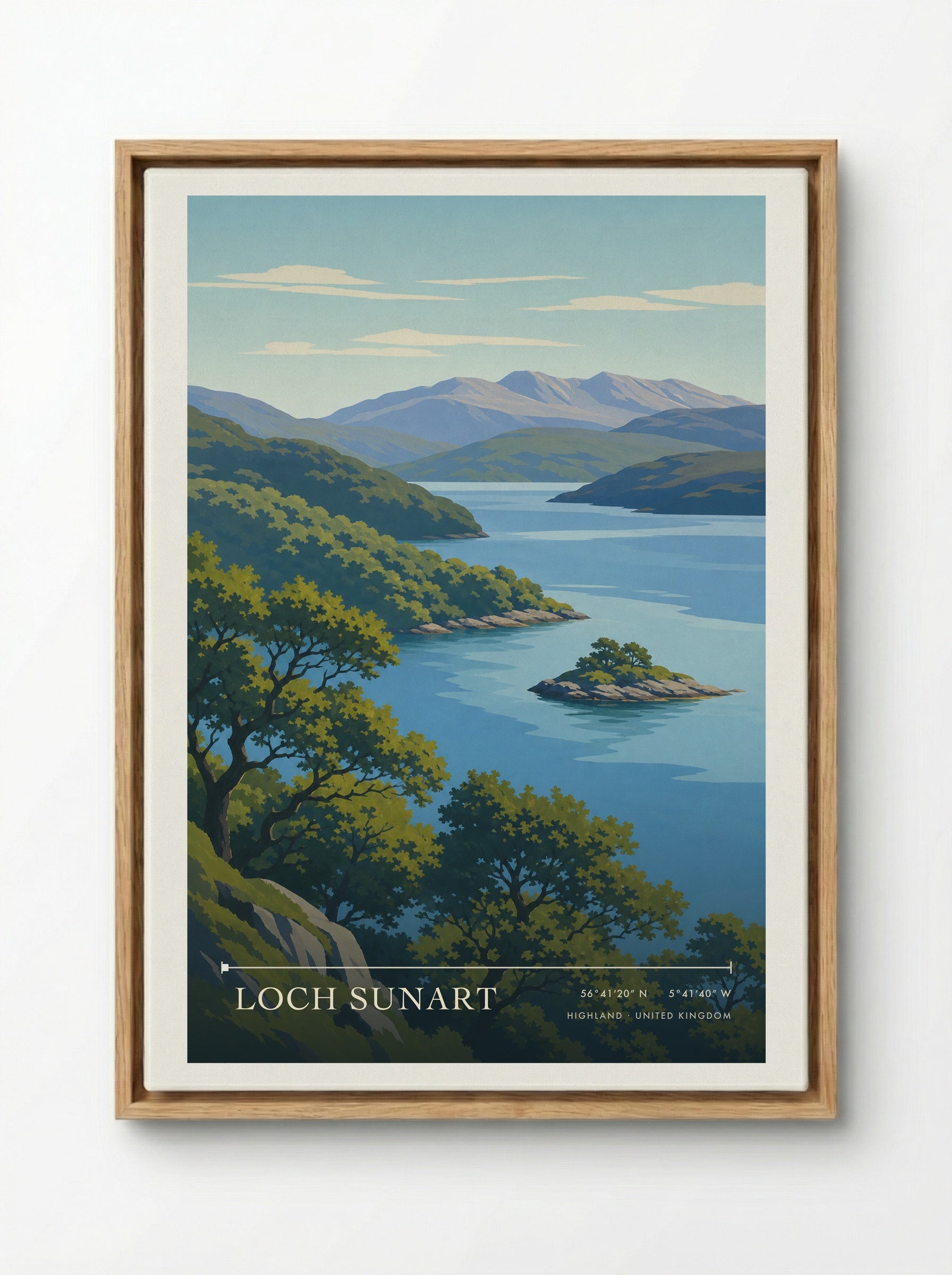 Loch Sunart Highland United Kingdom Travel Poster - Framed Canvas Wood